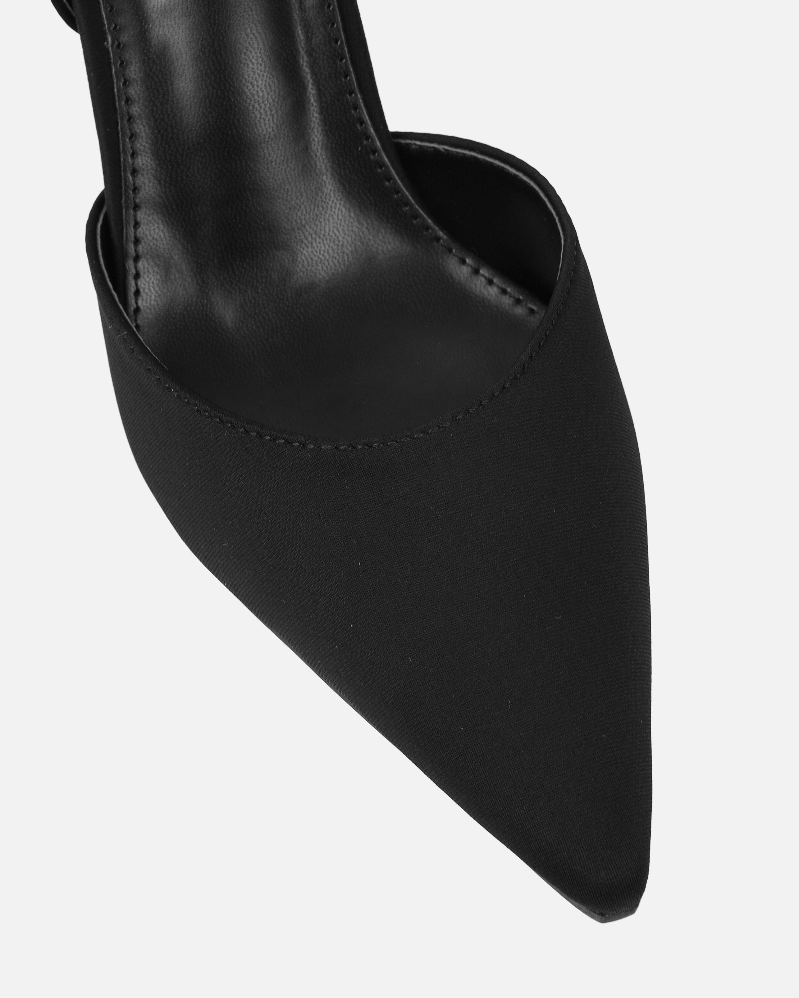 Mitra Black Lycra Slingback Mid Heel Courts | SIMMI London