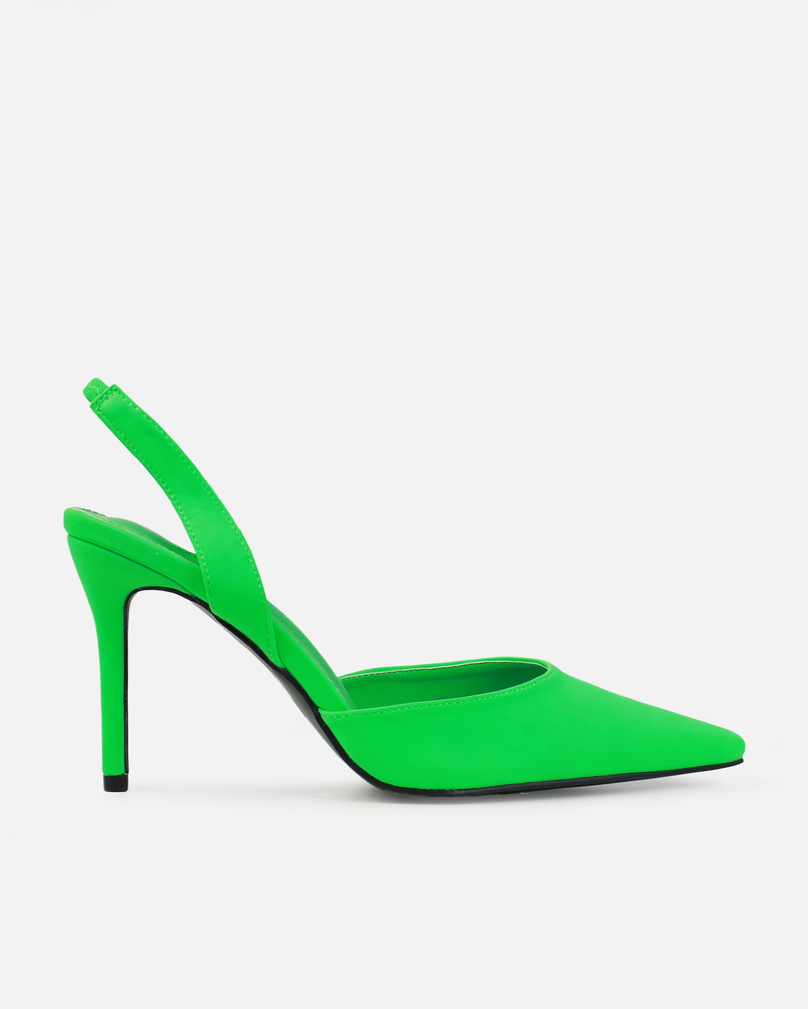 Mitra Green Lycra Slingback Mid Heel Courts | SIMMI London