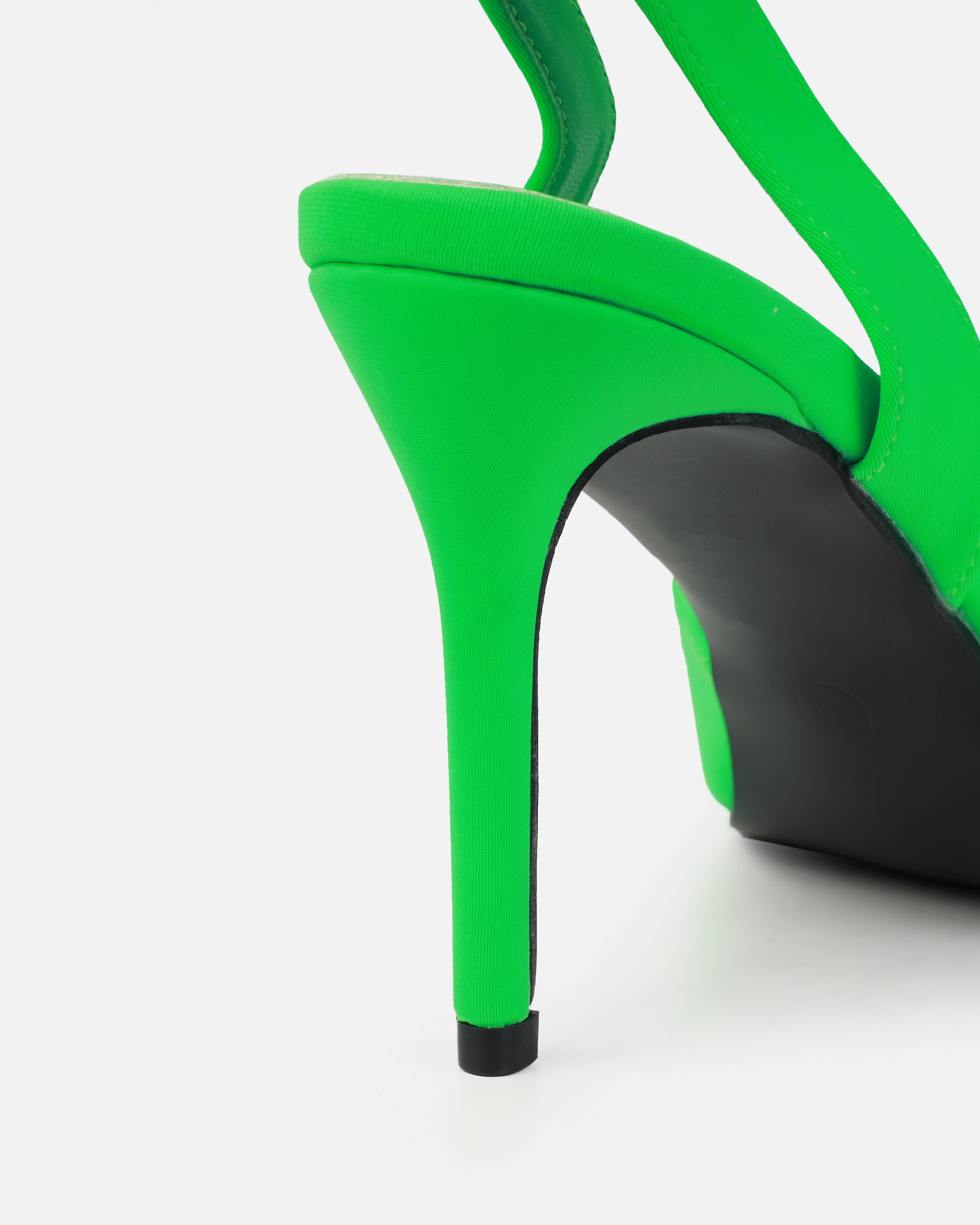 Mitra Green Lycra Slingback Mid Heel Courts | SIMMI London