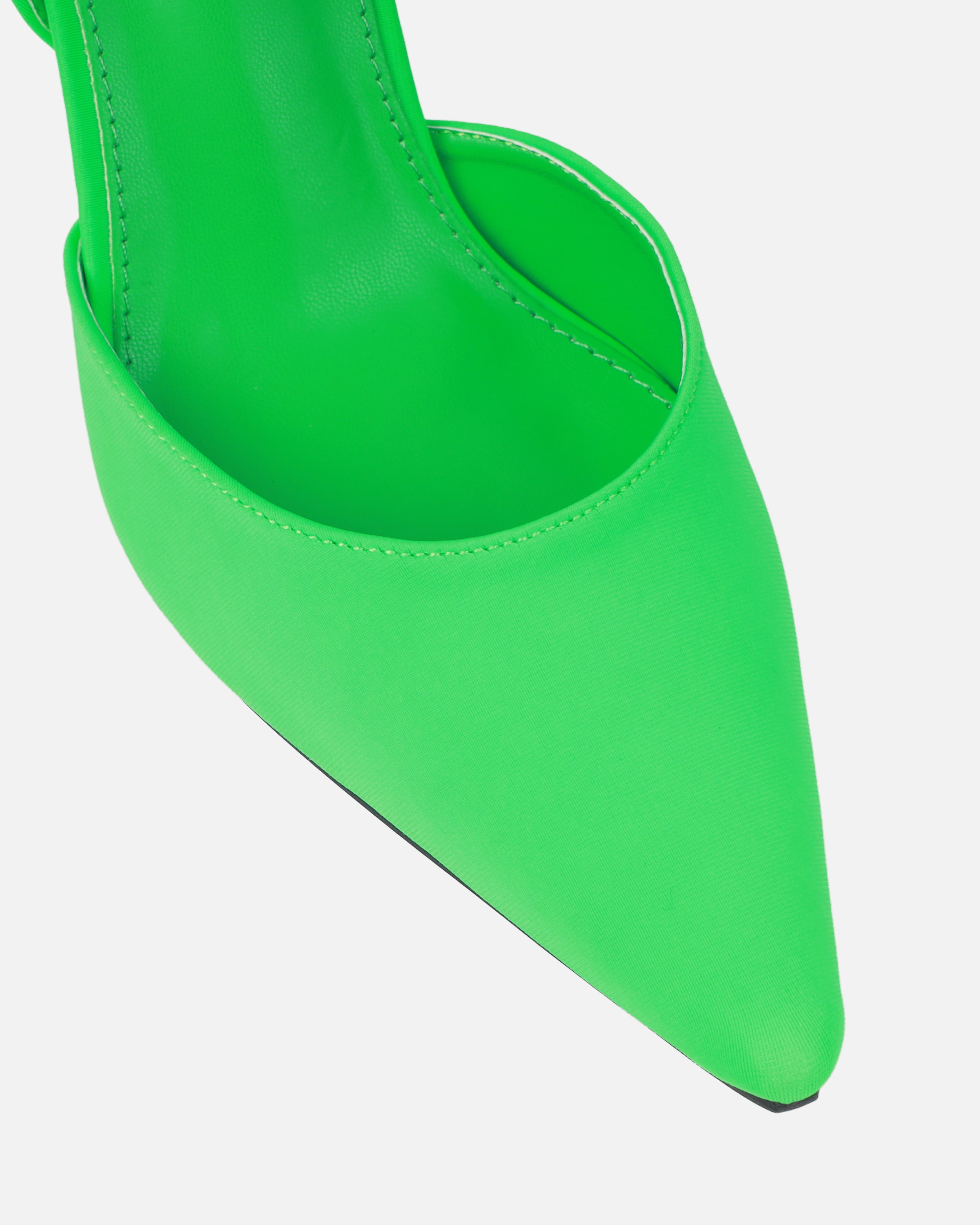 Mitra Green Lycra Slingback Mid Heel Courts | SIMMI London