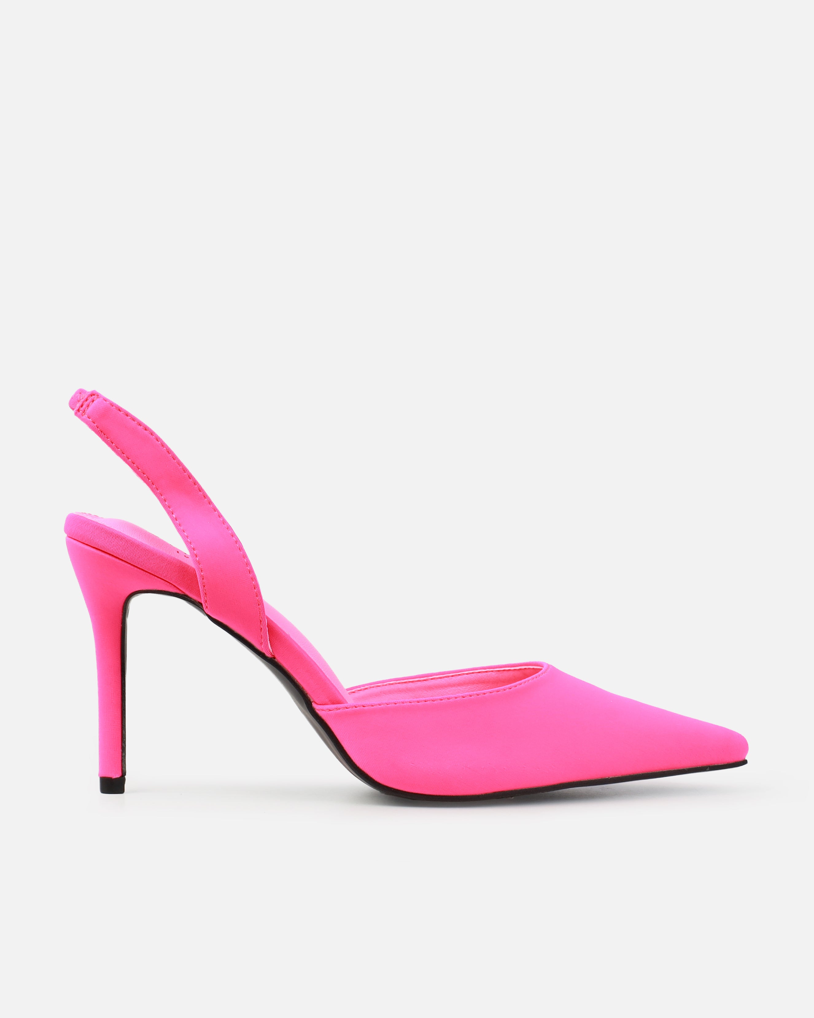 Mitra Pink Lycra Slingback Mid Heel Courts | SIMMI London