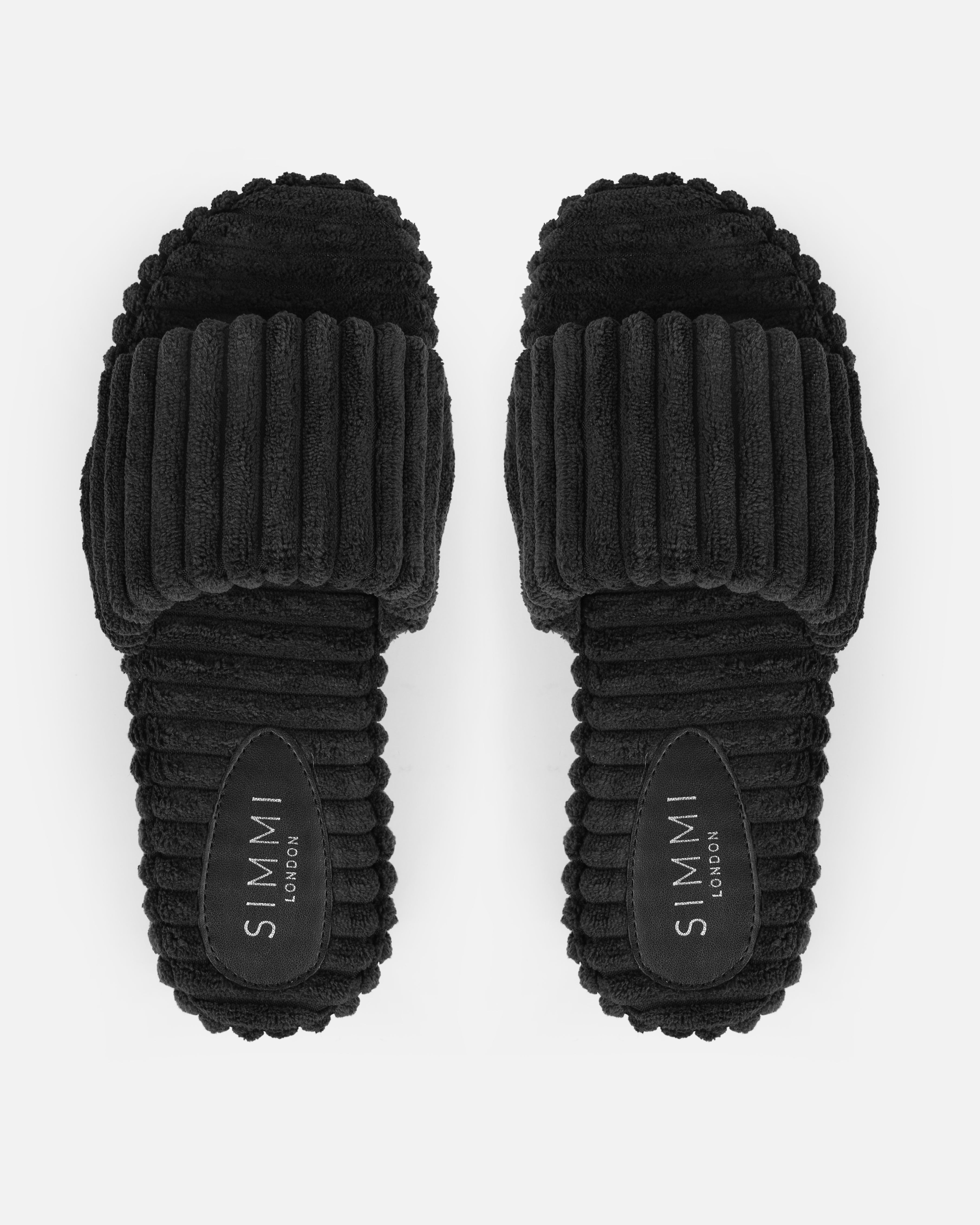 Mohala Black Towelling Flatform Slides | SIMMI London