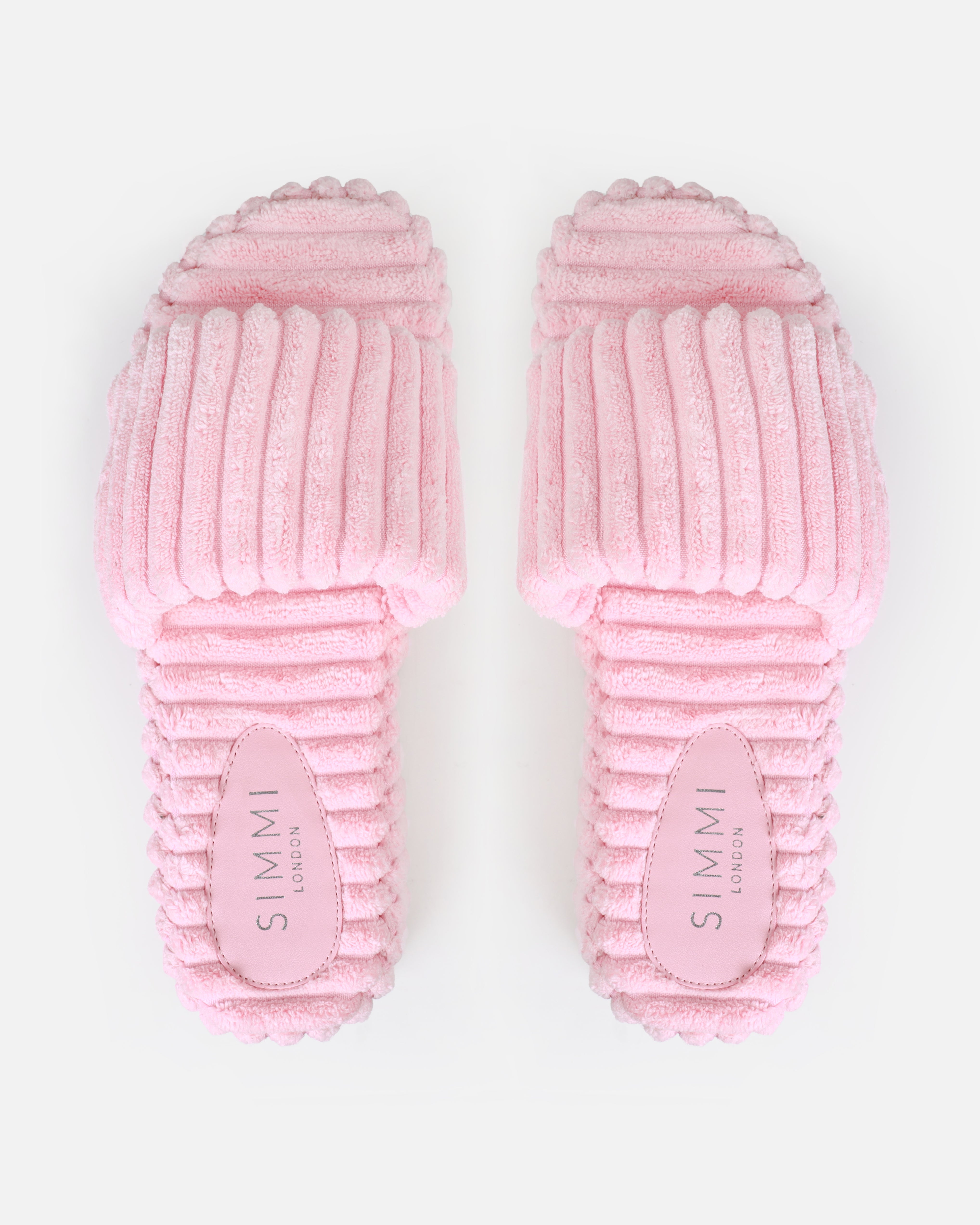 Mohala Baby Pink Towelling Flatform Slides | SIMMI London
