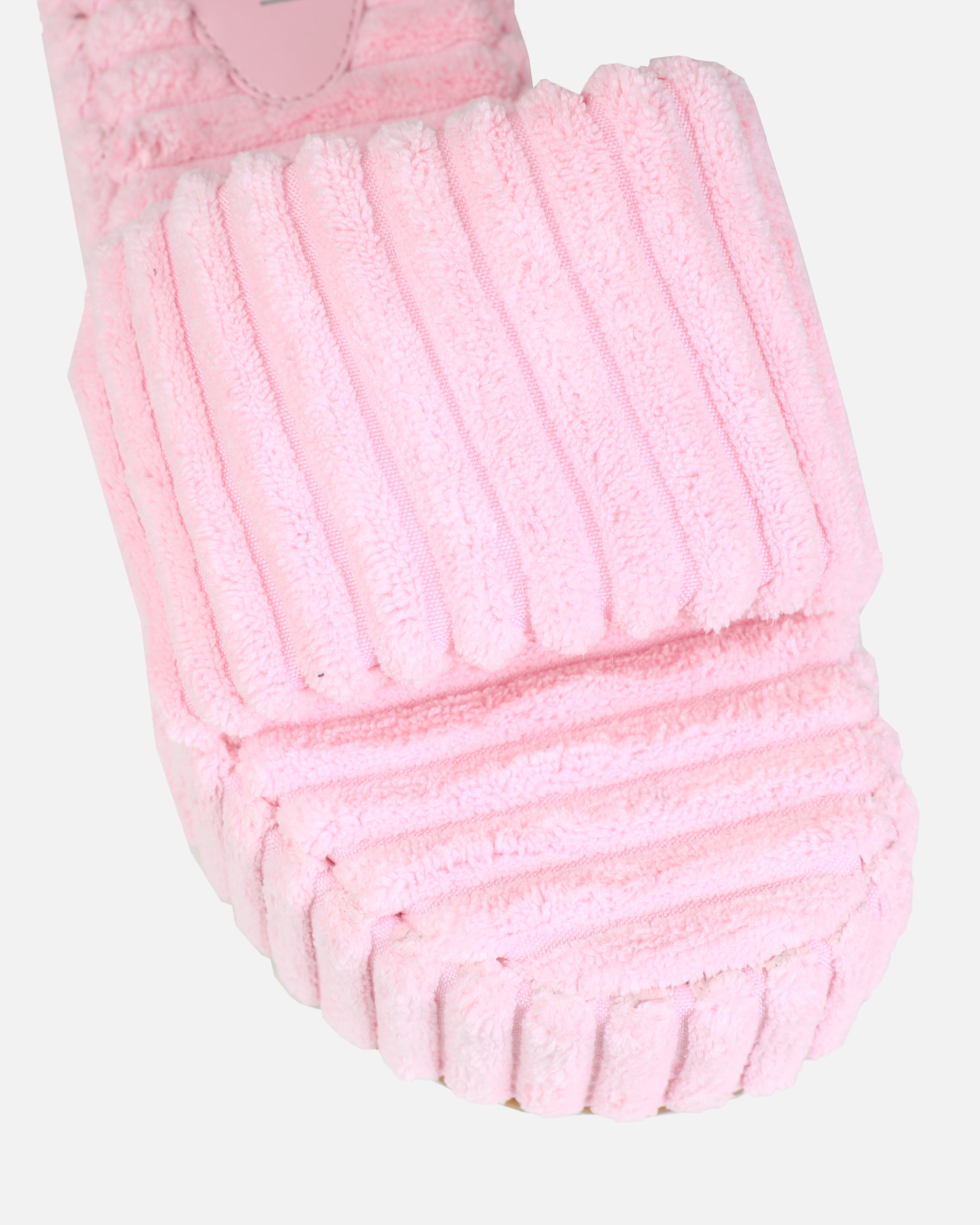 Mohala Baby Pink Towelling Flatform Slides | SIMMI London