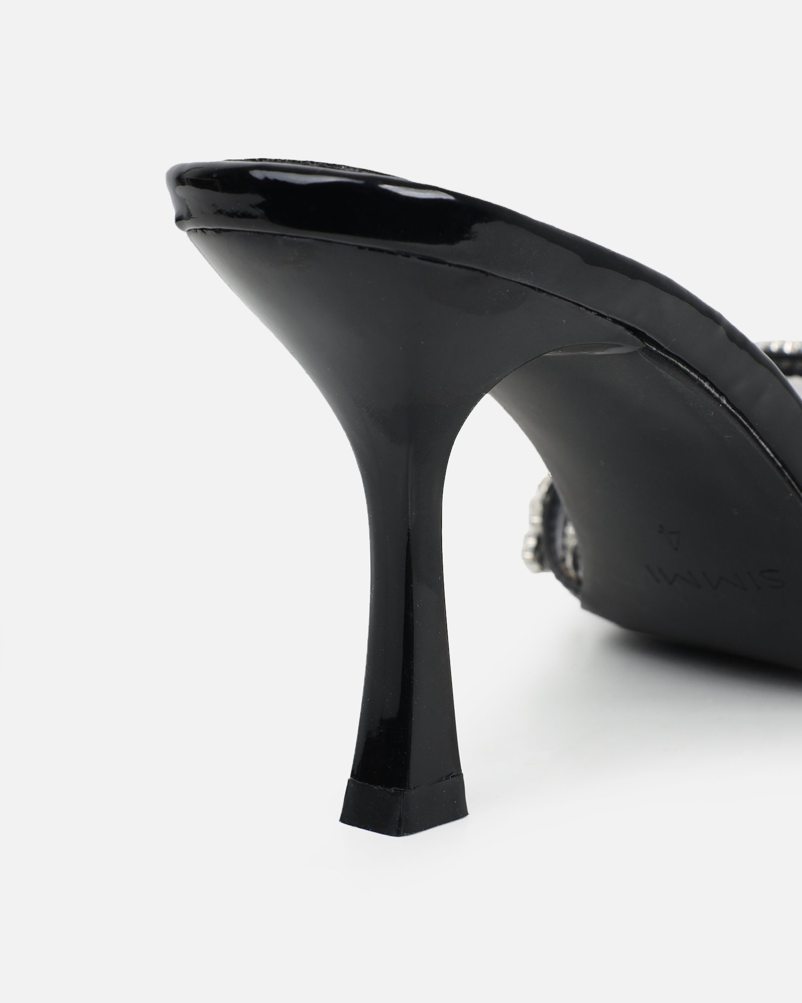 Manux Black Patent Diamante Detail Heeled Sandals | SIMMI London