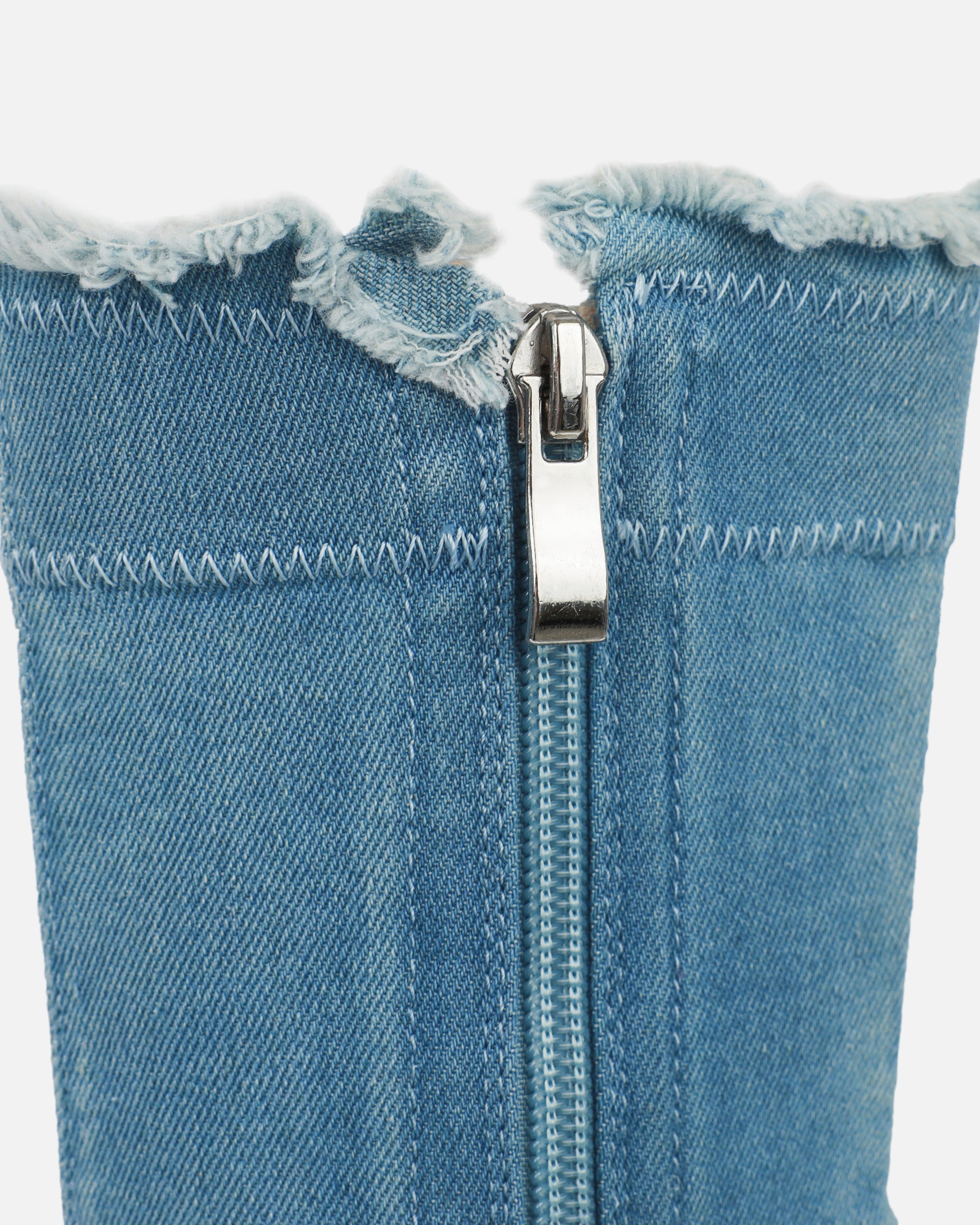 Andreas Blue Denim Open Toe Stiletto Ankle Boots | SIMMI London