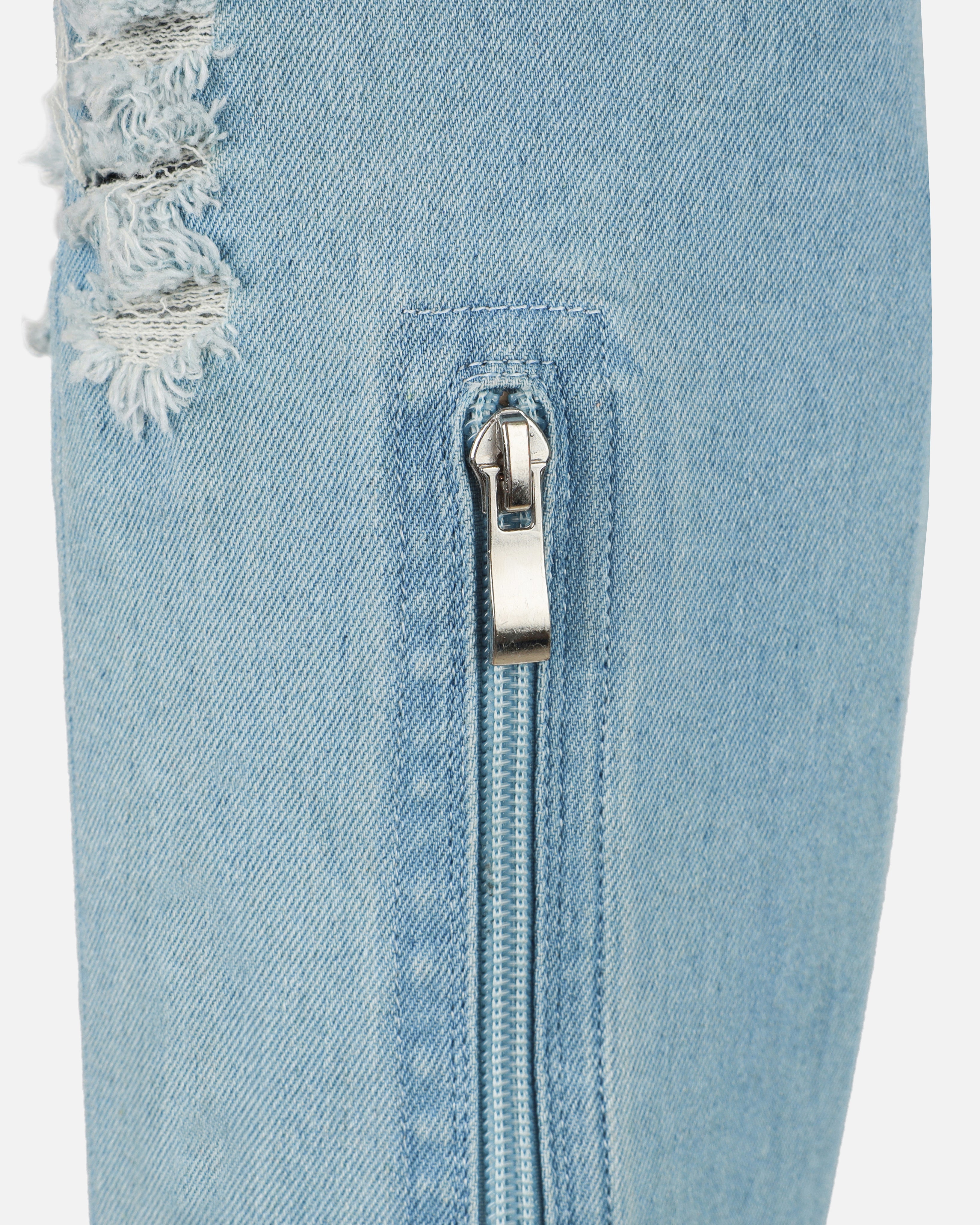 Dimitri Blue Denim Open Toe Stiletto Thigh High Boots | SIMMI London