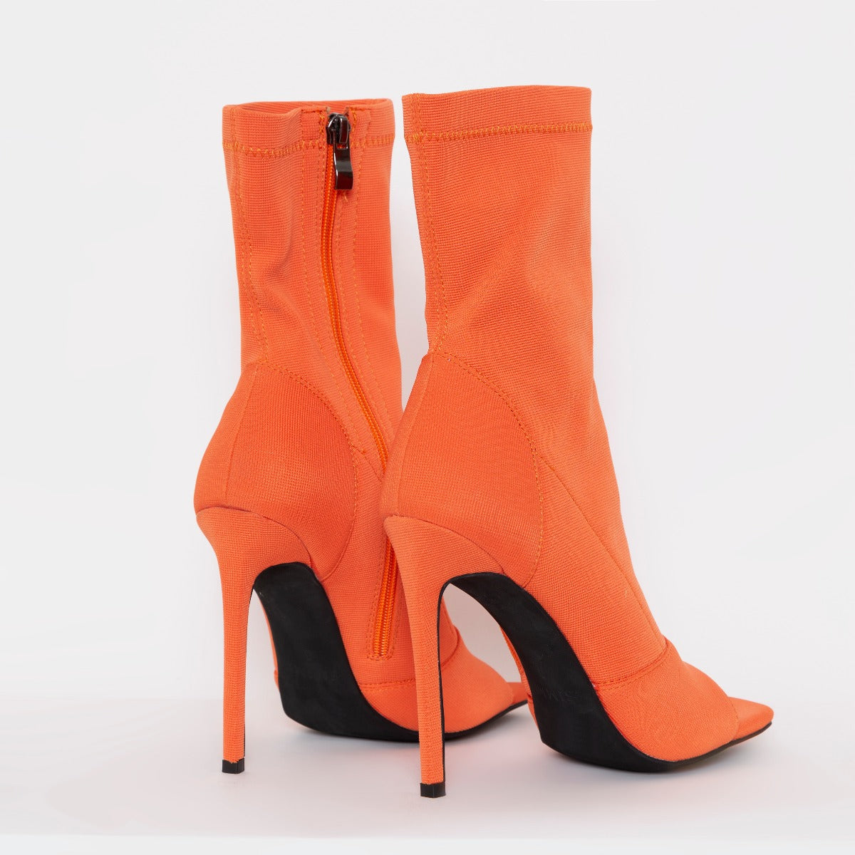 Neon Orange Orange Bootie Heels Mona Orange Peep Toe Ankle Boots