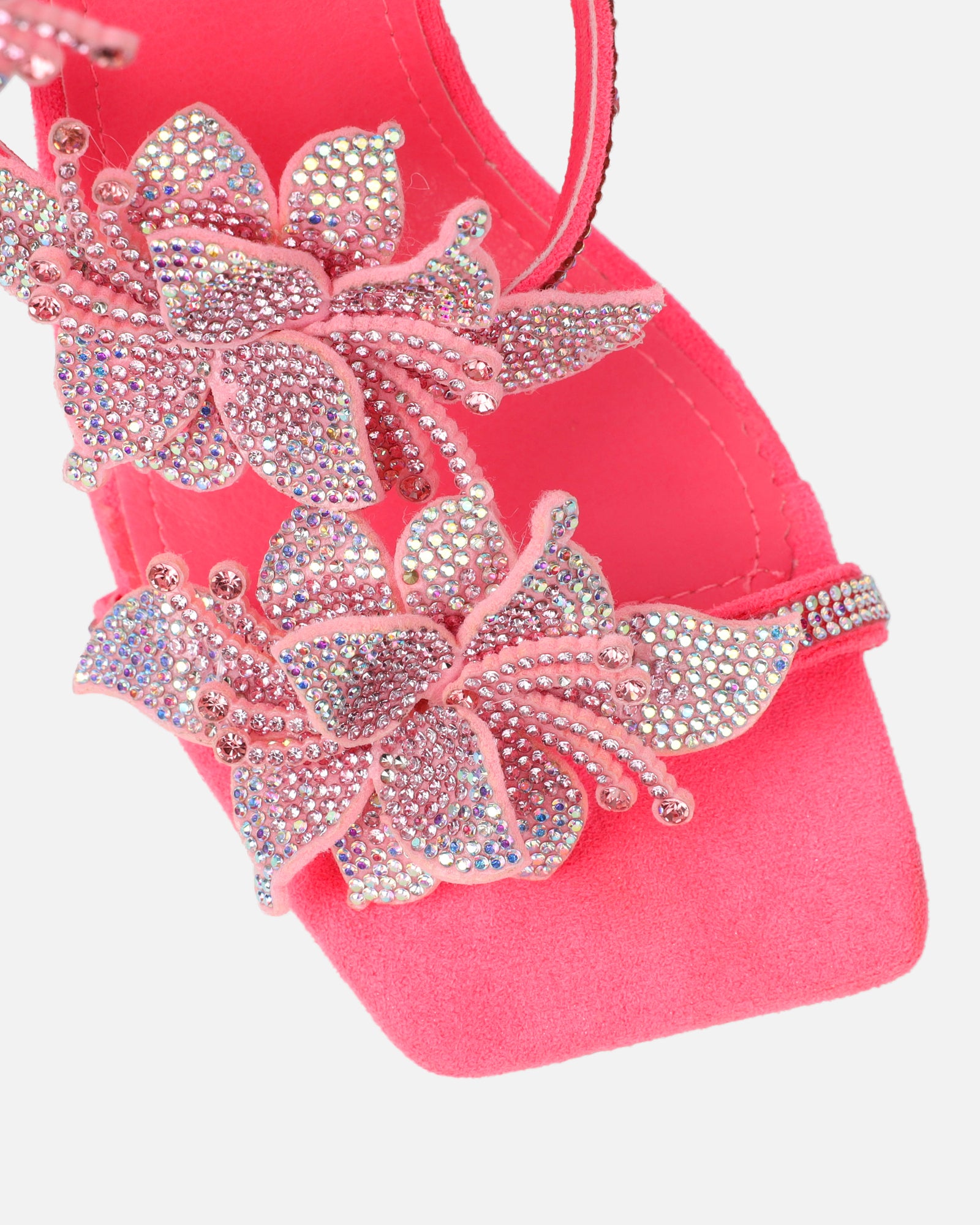 Marium Pink Spiral Flower Heeled Sandals | SIMMI London
