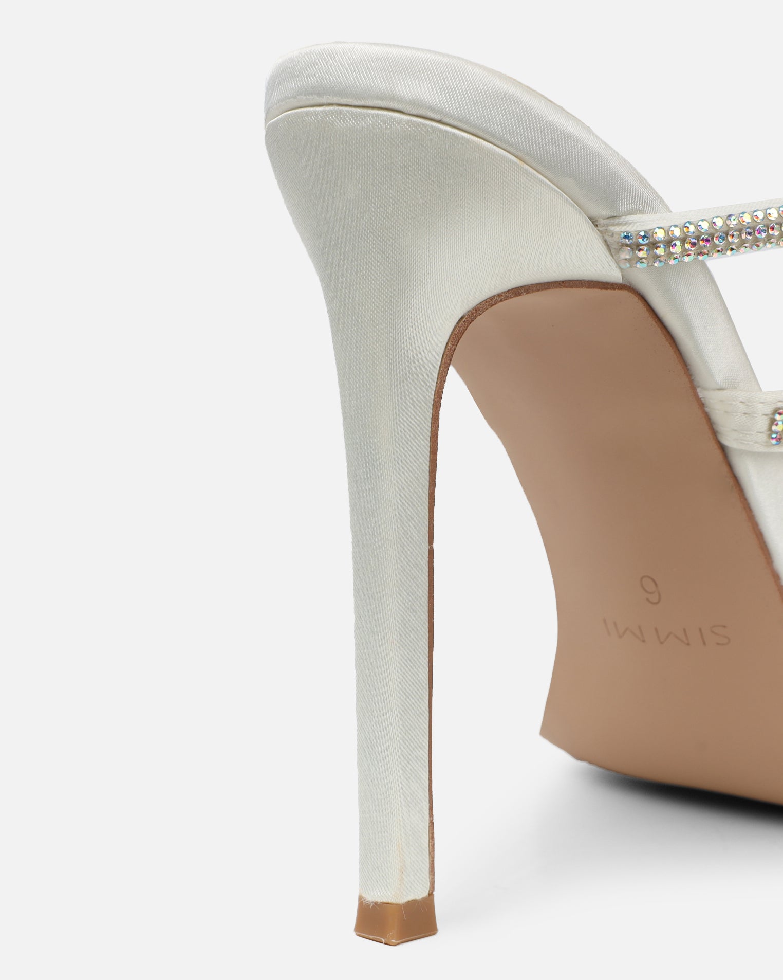 Marium White Spiral Flower Heeled Sandals | SIMMI London