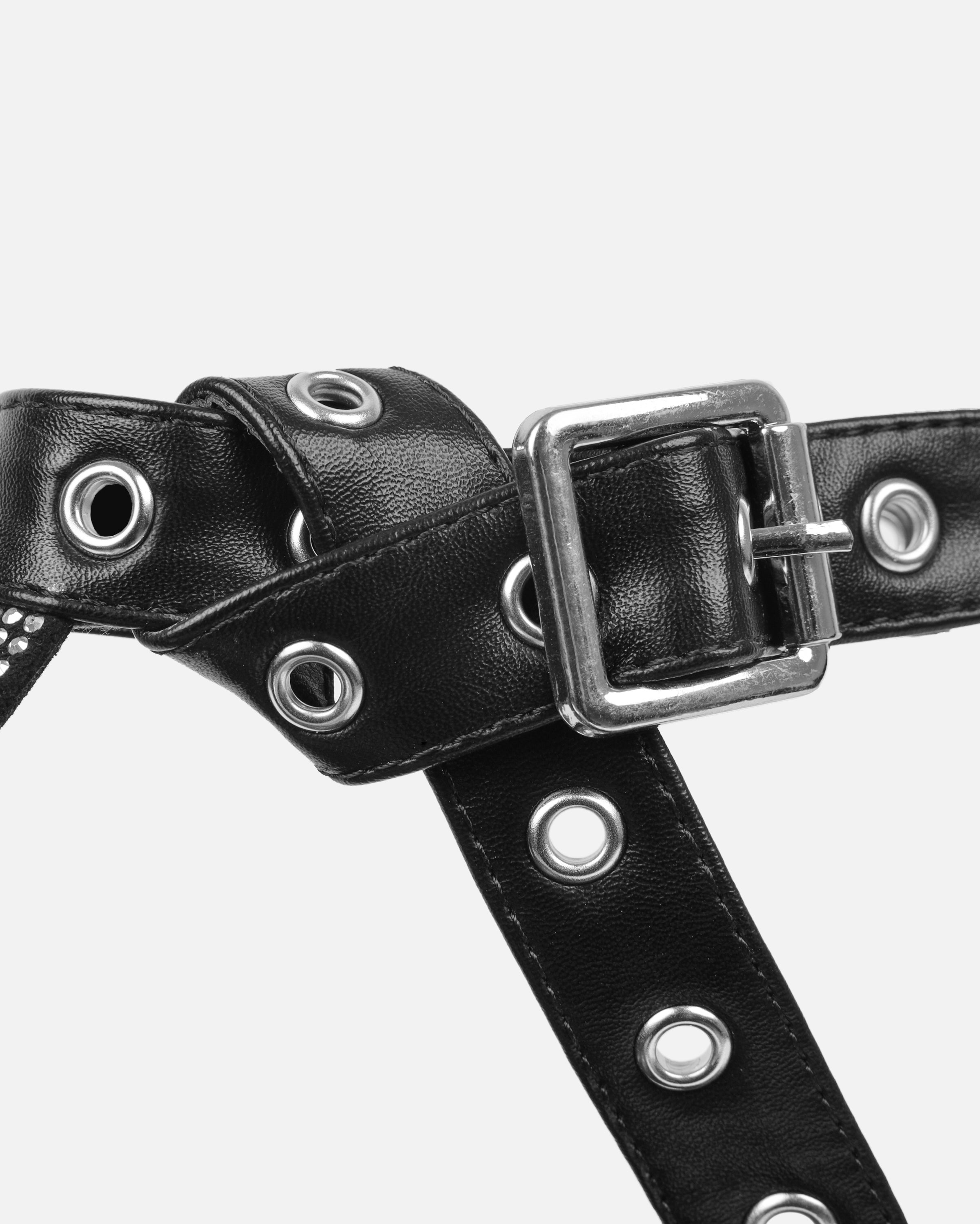 Rivka Black Diamante Buckle Detail Heeled Sandals | SIMMI London