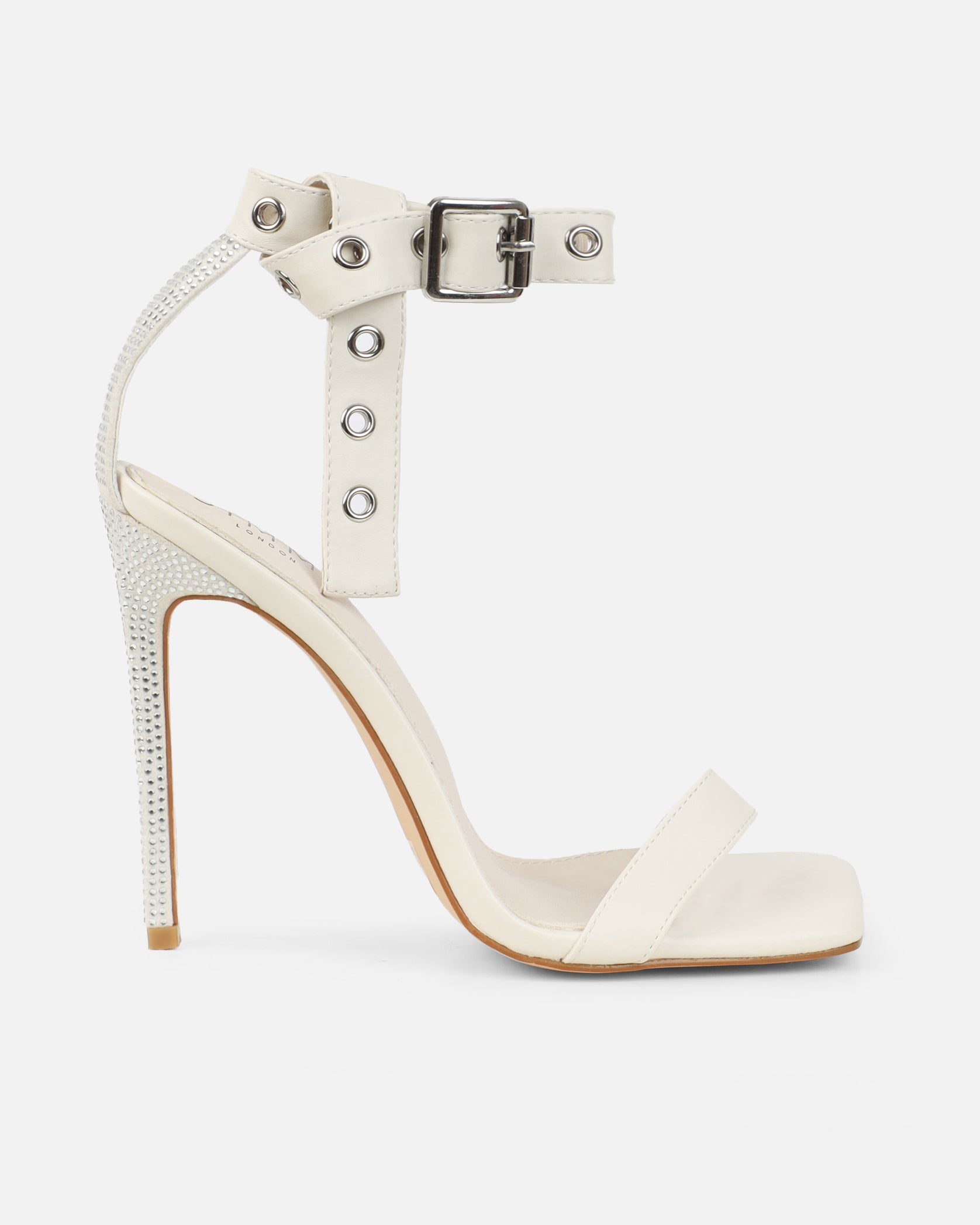 Rivka Stone Diamante Buckle Detail Heeled Sandals | SIMMI London