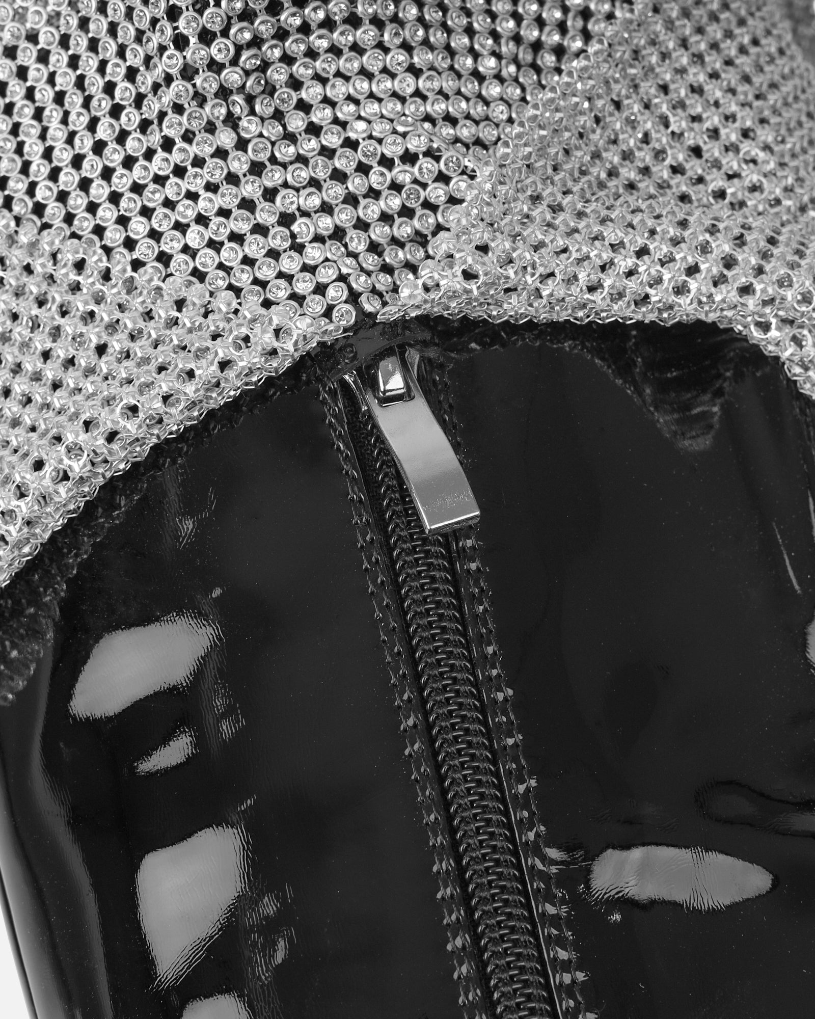 Alaskar Black Patent Diamante Heeled Sandals | SIMMI London