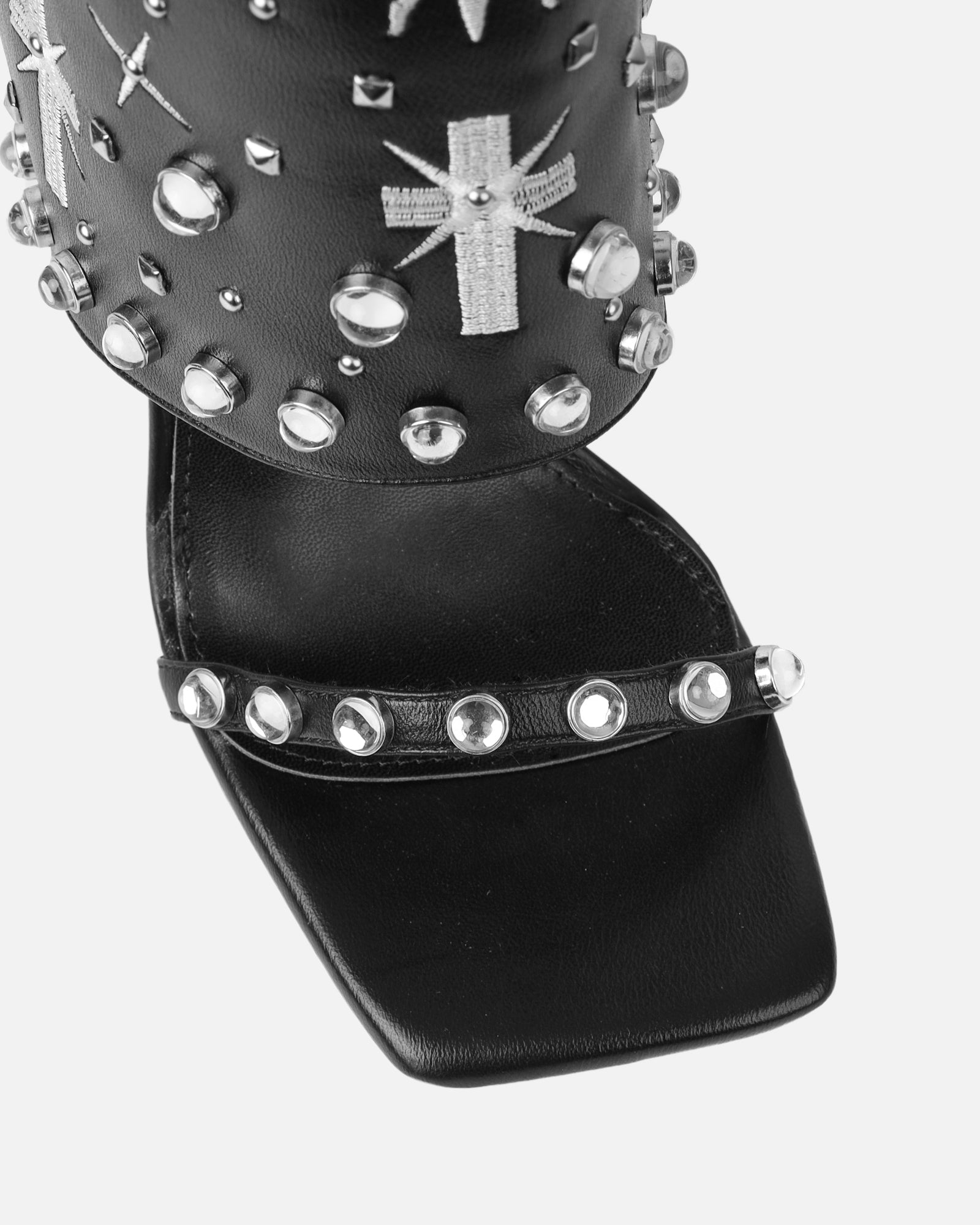 Massimo Black Stud Detail Stiletto Heeled Sandals | SIMMI London