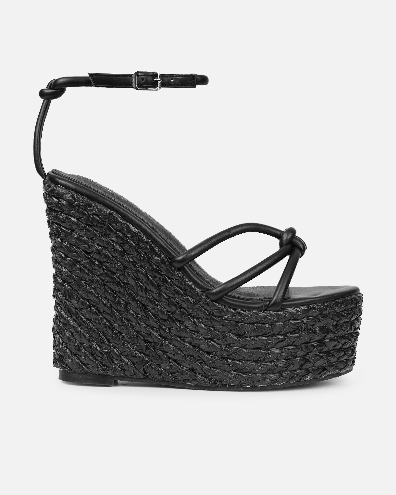 Monii Black Colour Espadrille Wedges | SIMMI London