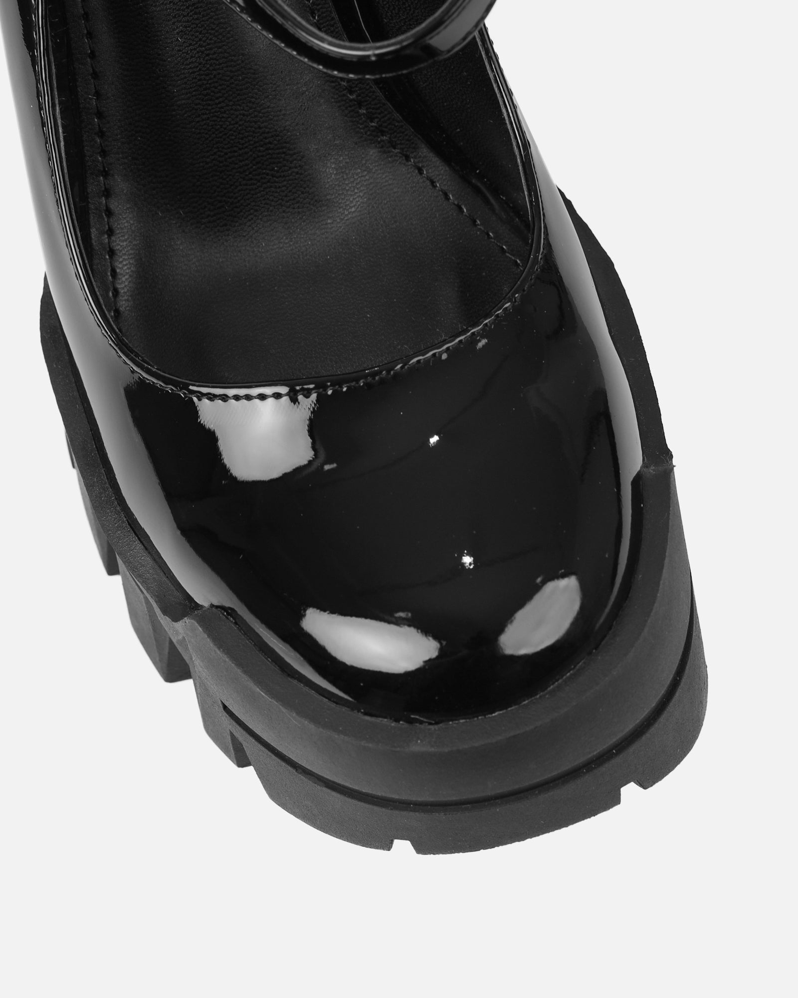 Jorrdana Black Patent Chunky Mary Jane Heels | SIMMI London