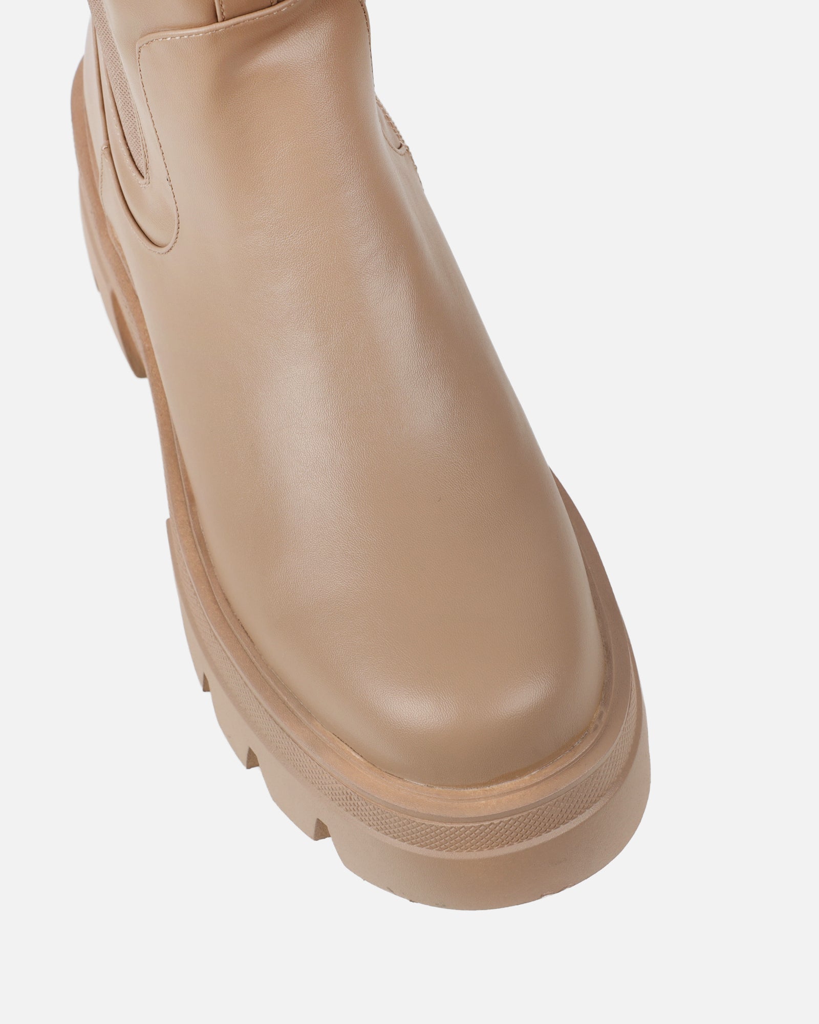 Myles Beige Fat Over the Knee Boots | SIMMI London