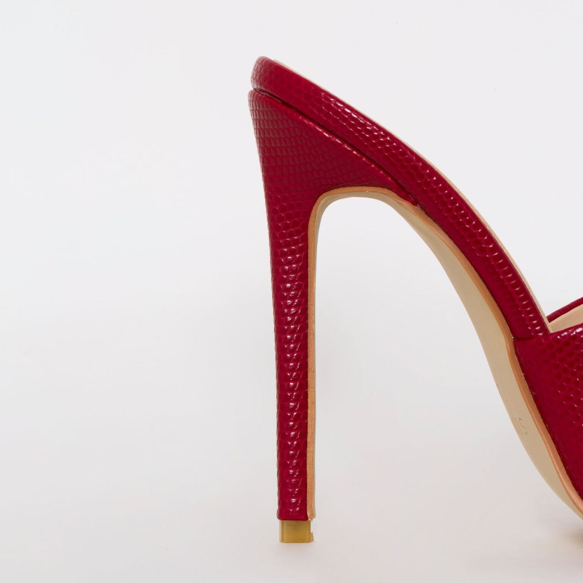 Amalie Red Snake Print Stiletto Mule Heels