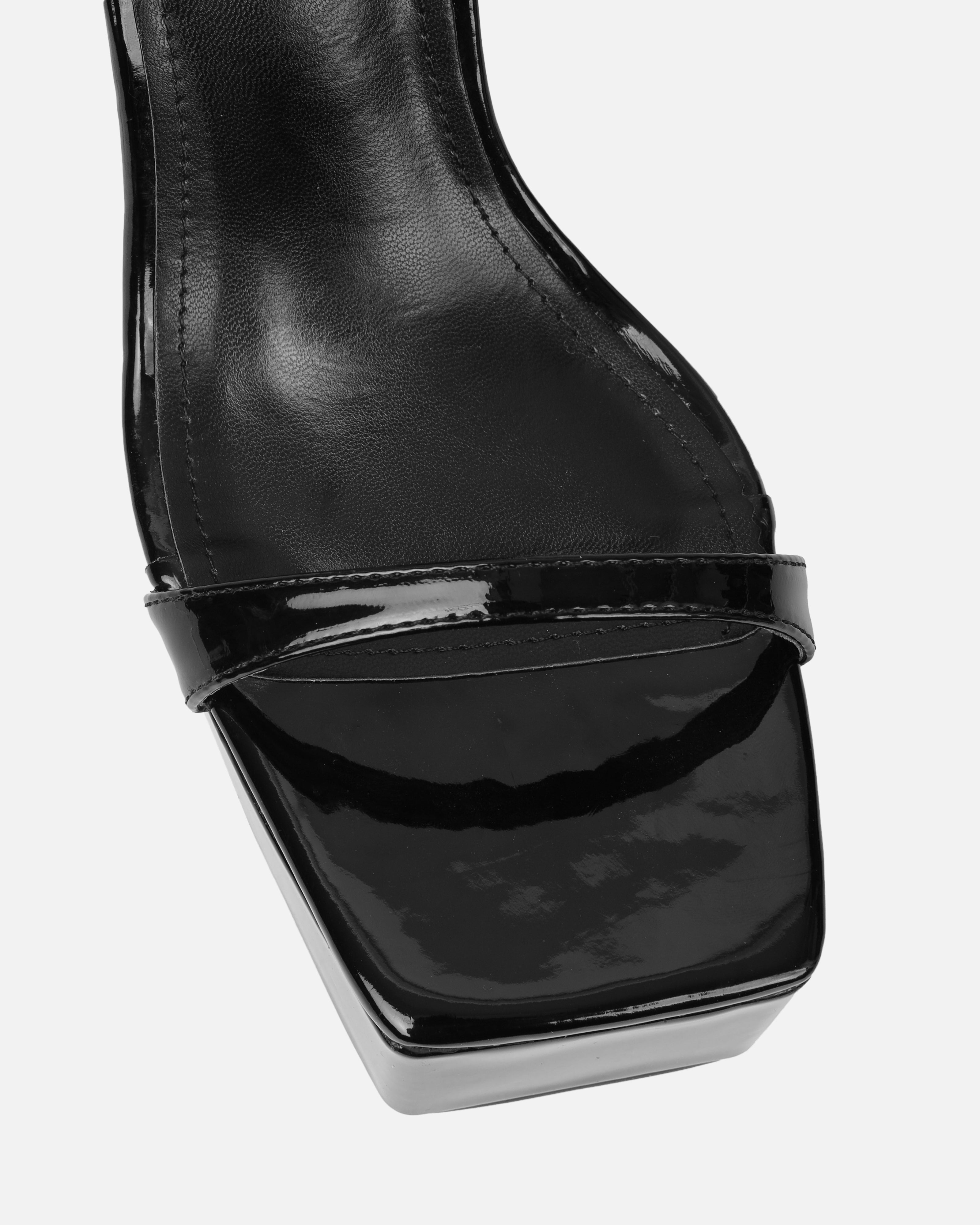 Nalai Black Patent Platform Heeled Sandals | SIMMI London