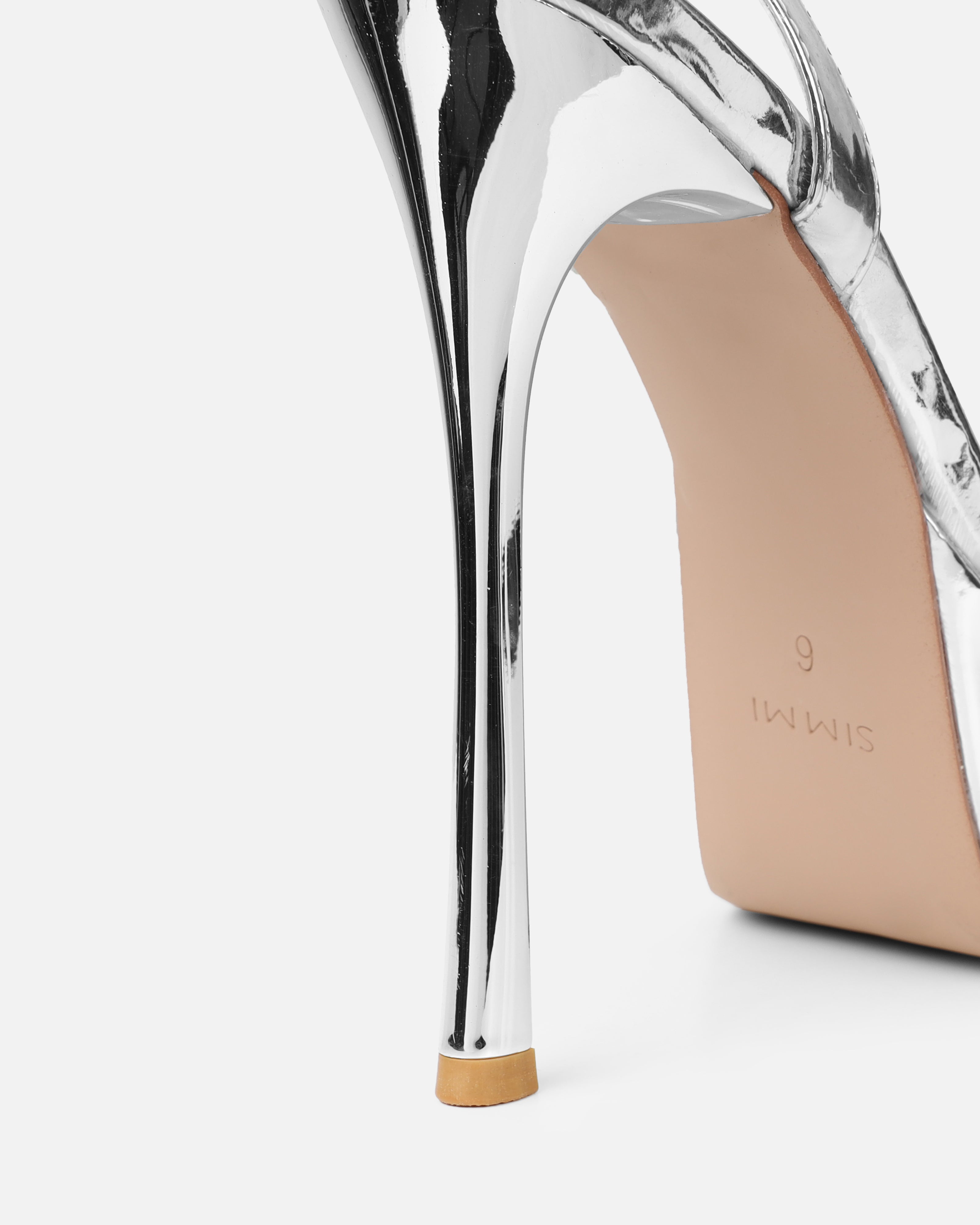 Nalai Silver Mirror Platform Heeled Sandals | SIMMI London