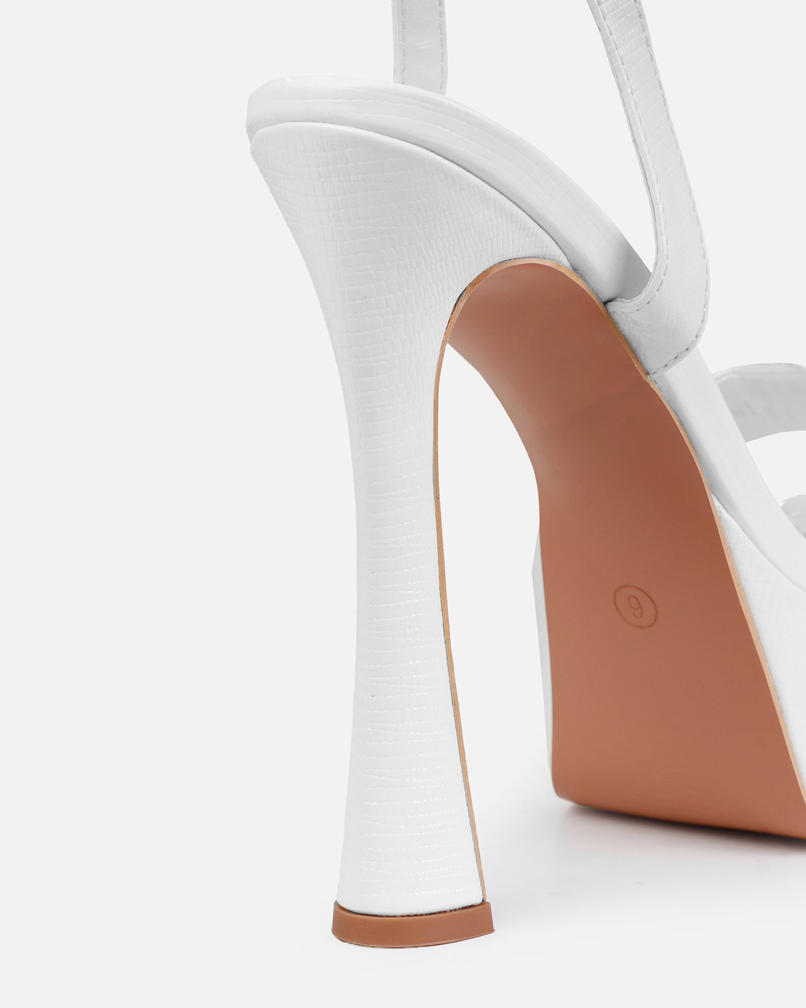 Nalini White Faux Lizard Print Platform Heels | SIMMI London