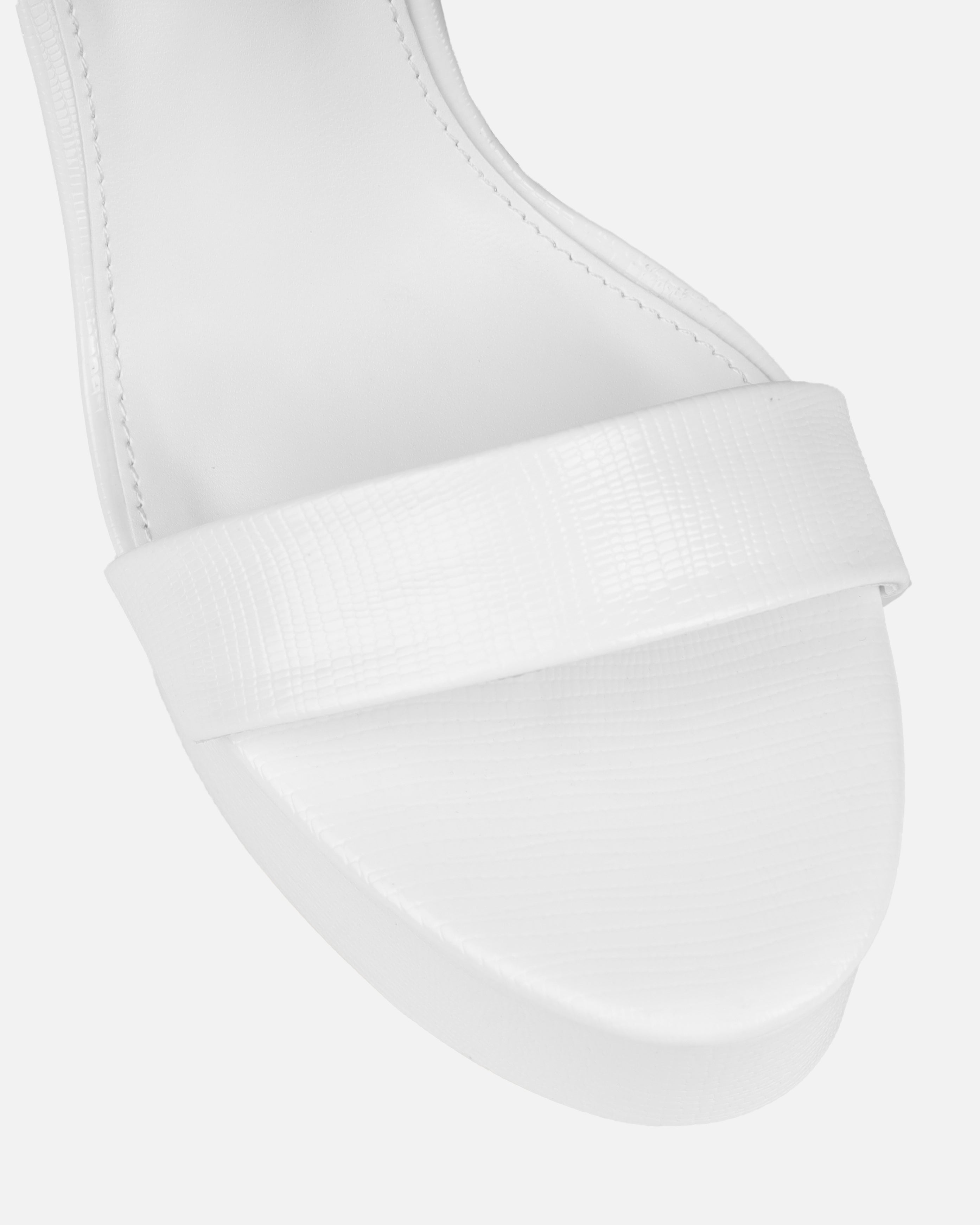 Nalini White Faux Lizard Print Platform Heels | SIMMI London