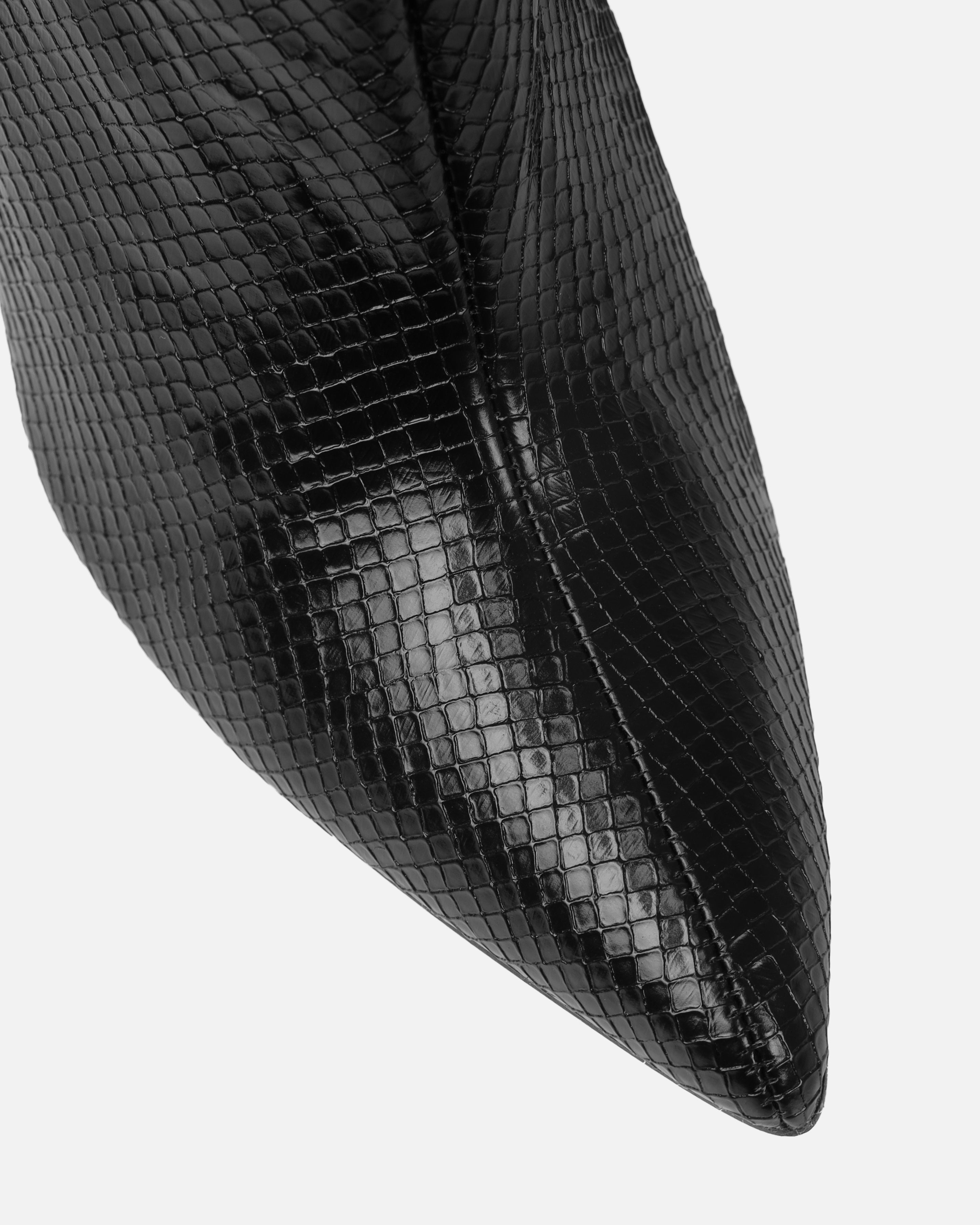 Nash Black Faux Snake Print Stiletto Knee High Boots | SIMMI London