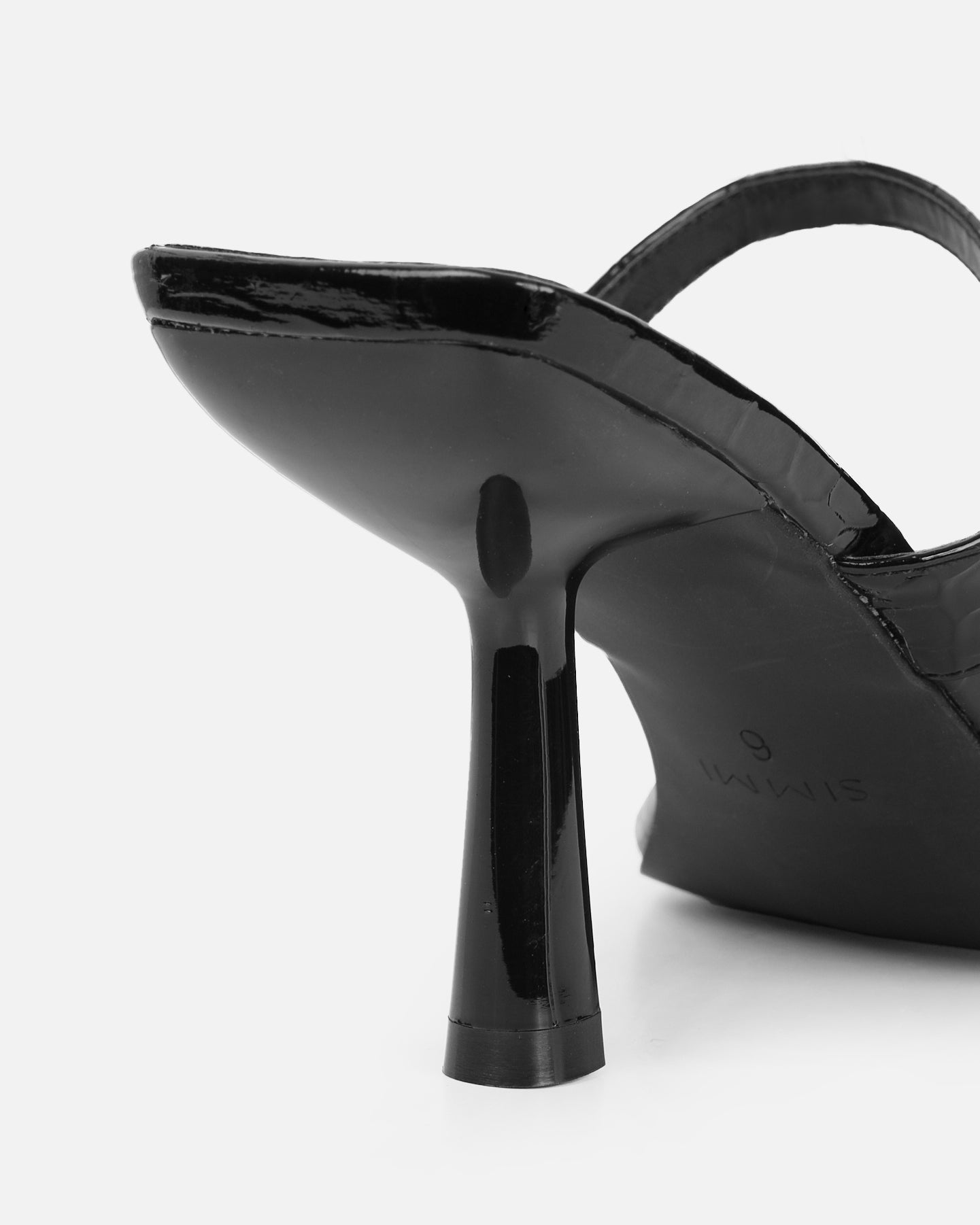 Natori Black Patent Croc Mid Heeled Sandals | SIMMI London