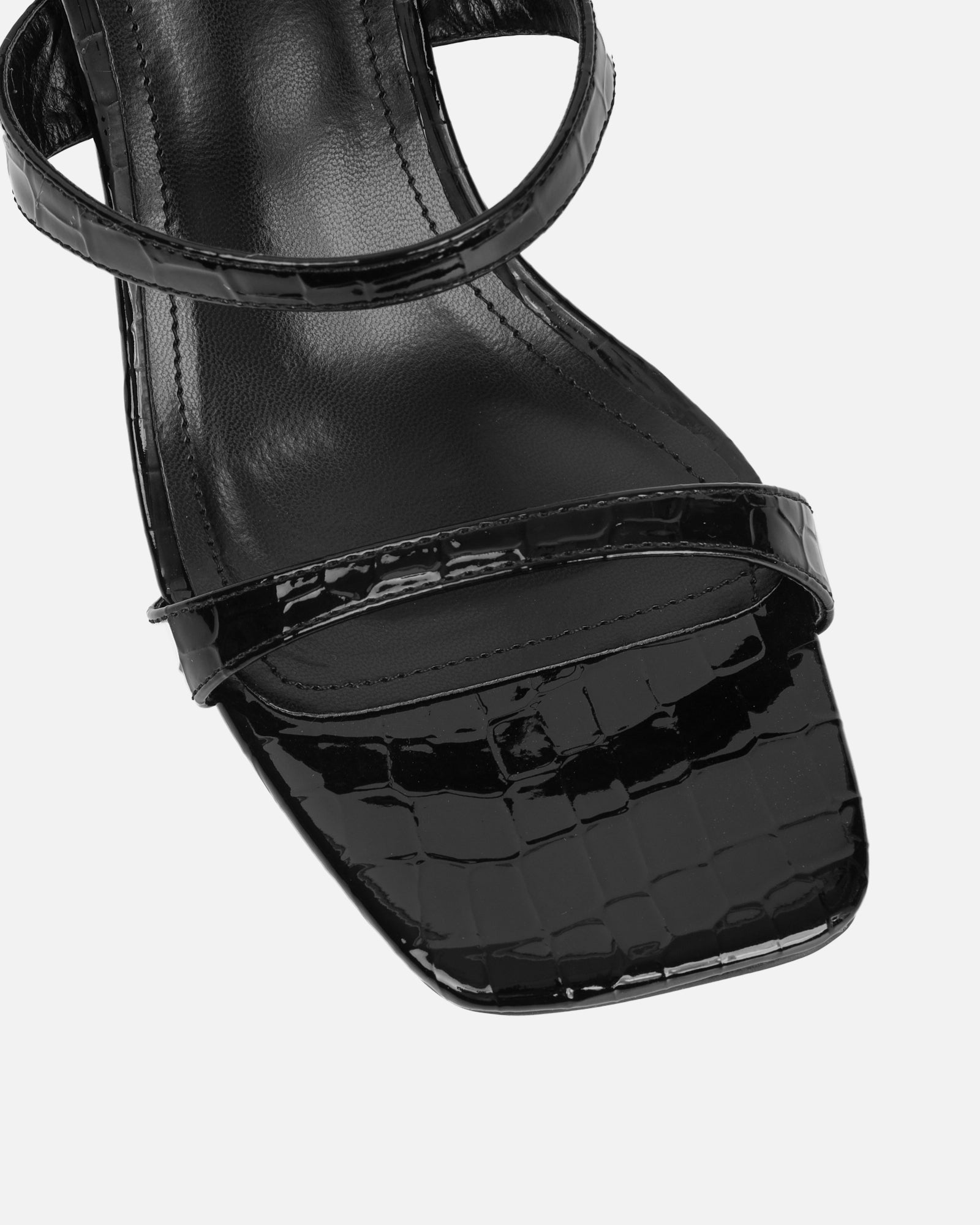 Natori Black Patent Croc Mid Heeled Sandals | SIMMI London