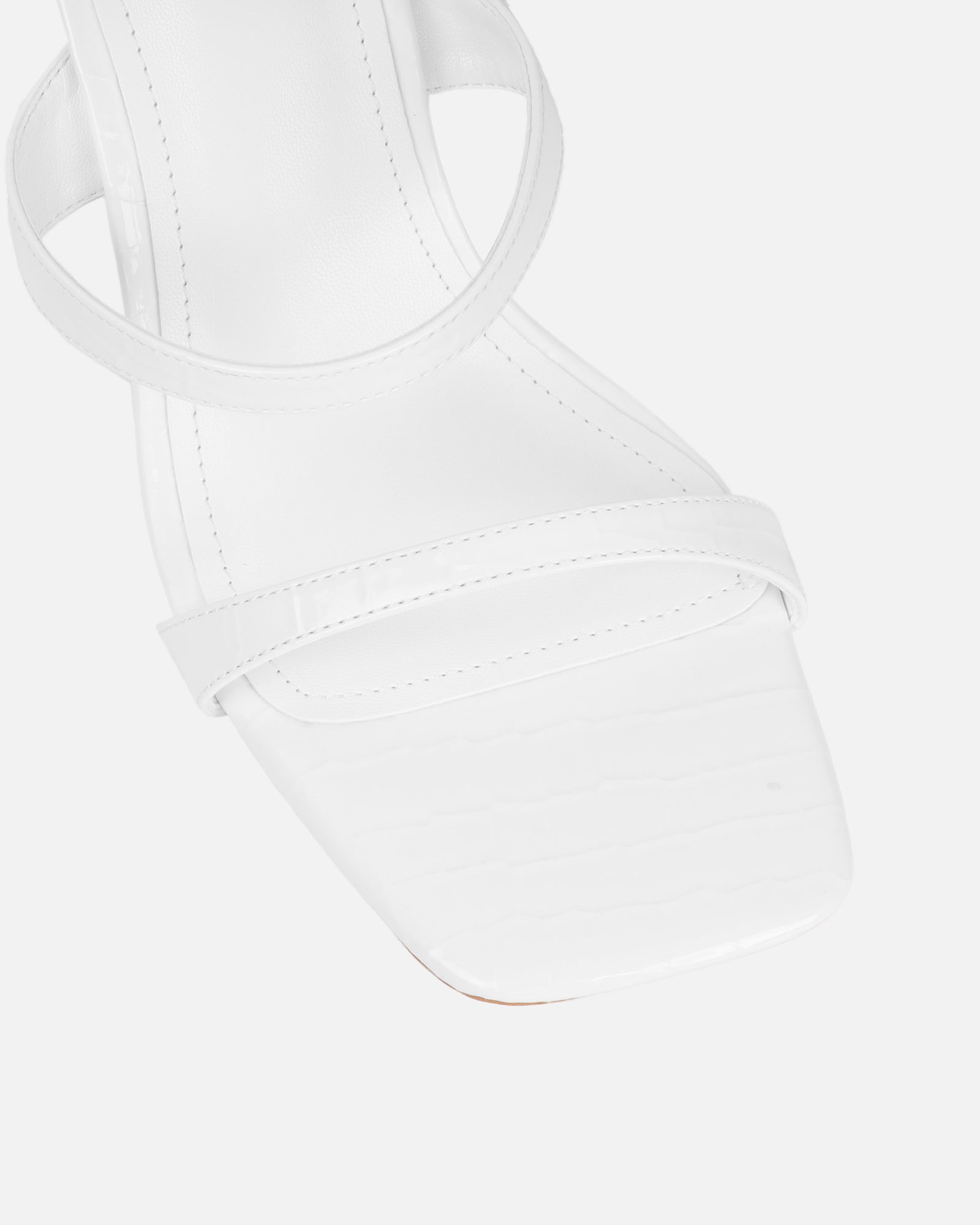 Natori White Patent Croc Mid Heeled Sandals | SIMMI London