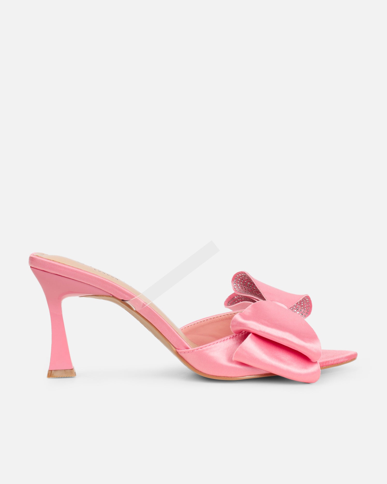 Navina Pink Satin Diamante Bow Sandals | SIMMI London