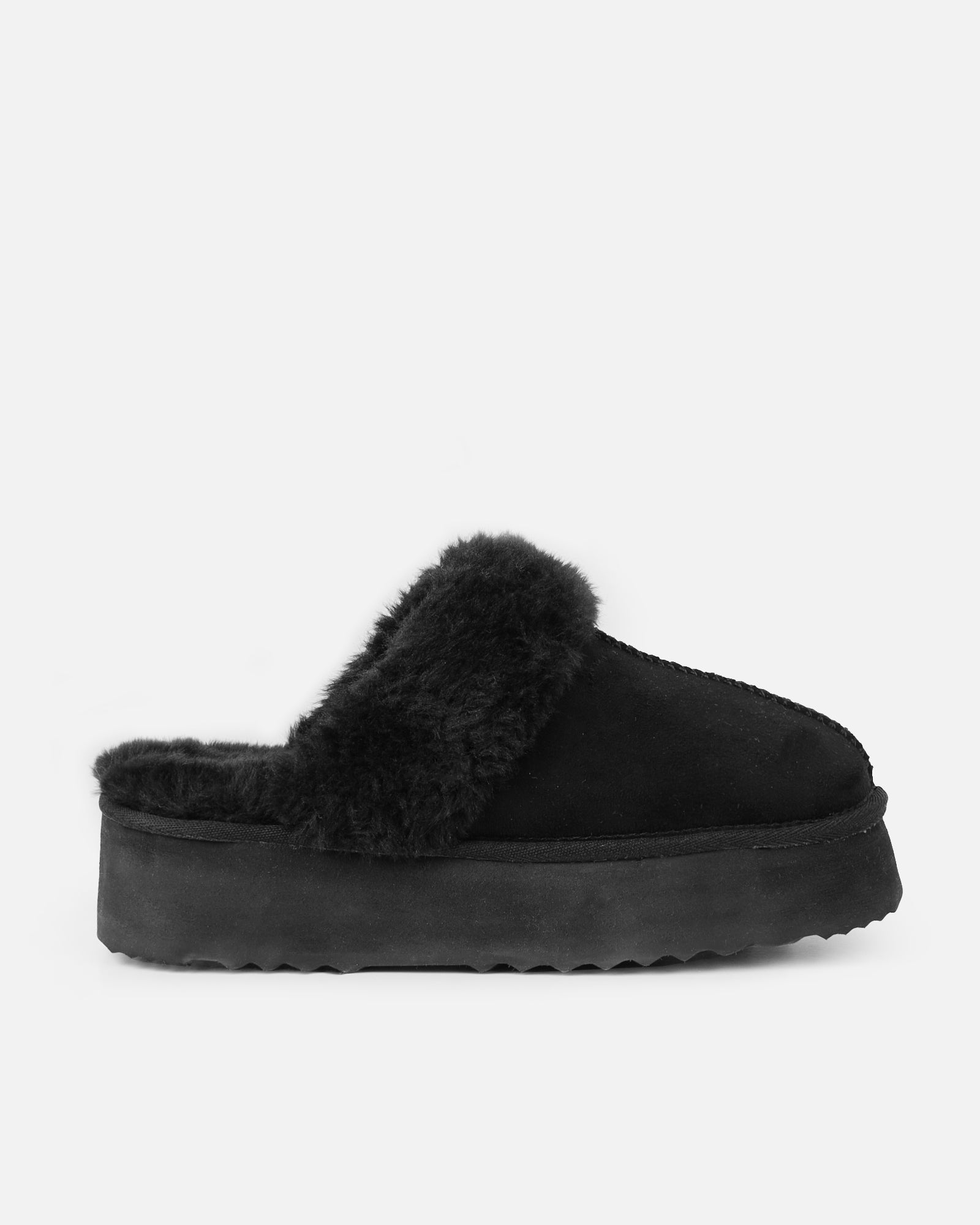 Navy Black Faux Suede Flatform Mules | SIMMI LONDON