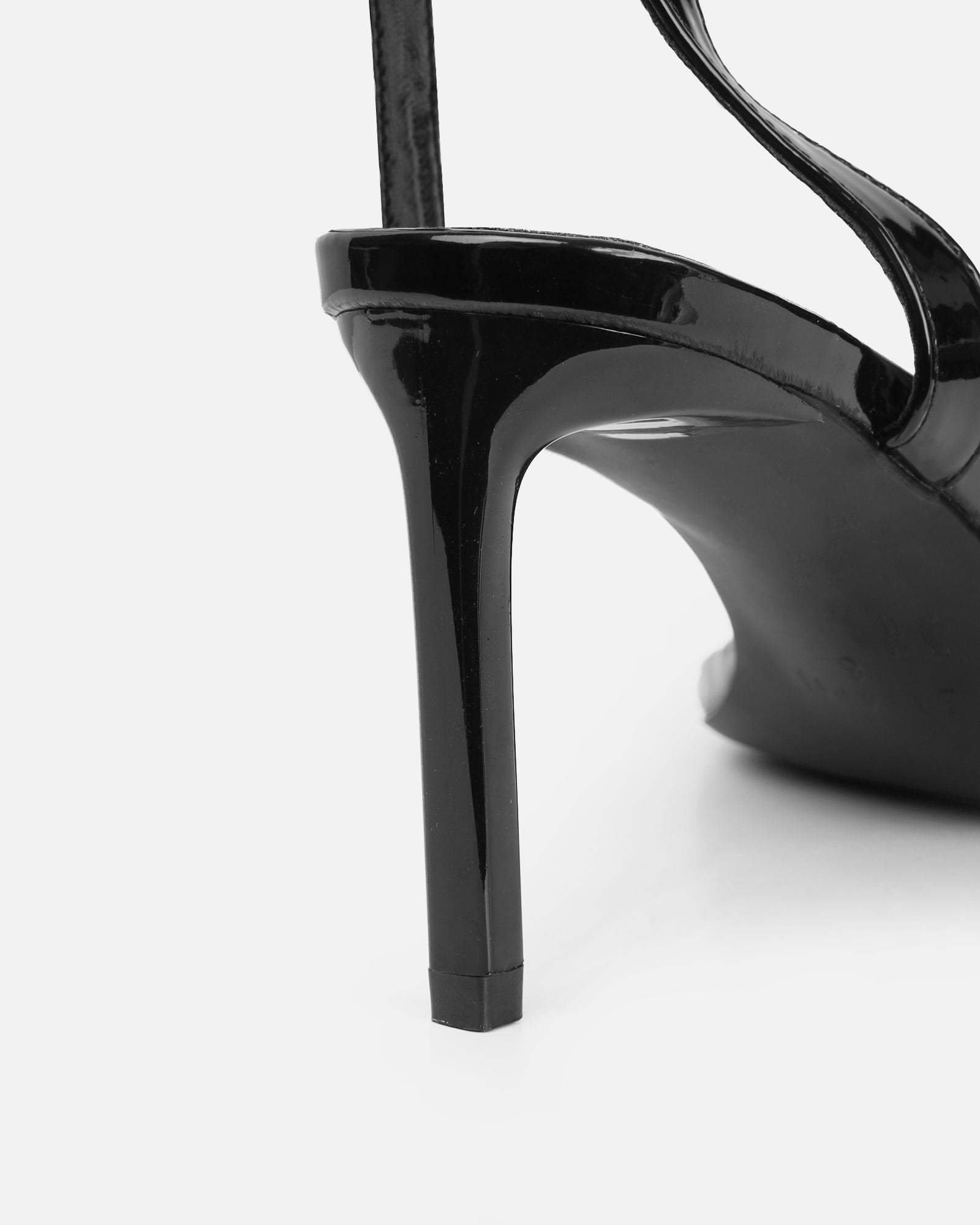 Neah Black Patent Minimal Heeled Sandals | SIMMI London
