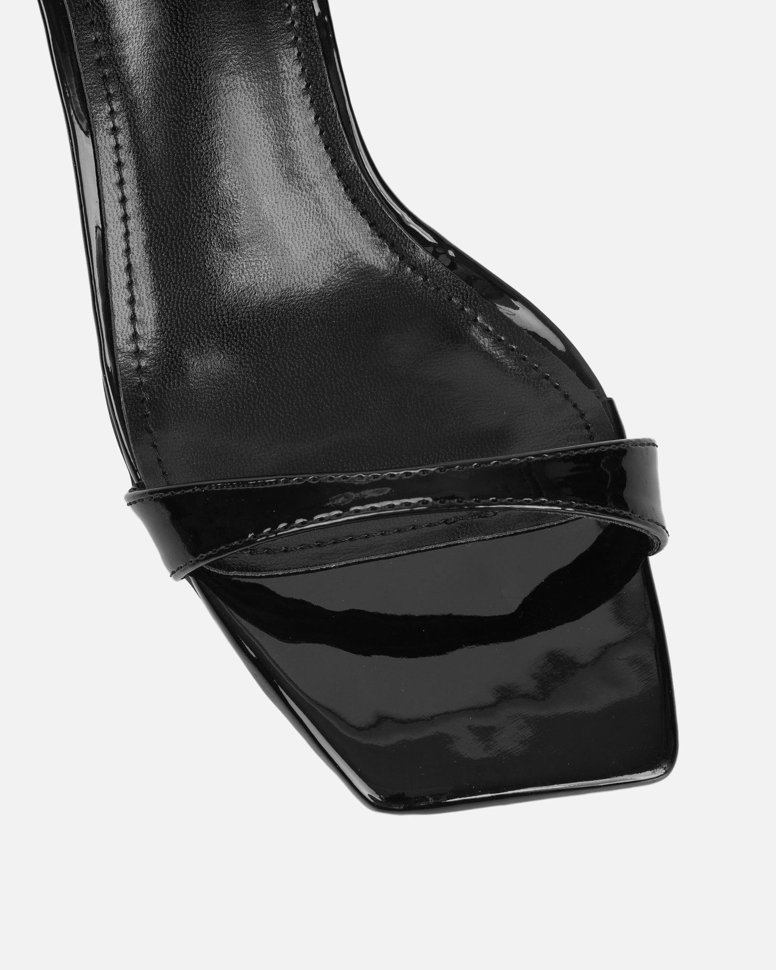 Neah Black Patent Minimal Heeled Sandals | SIMMI London