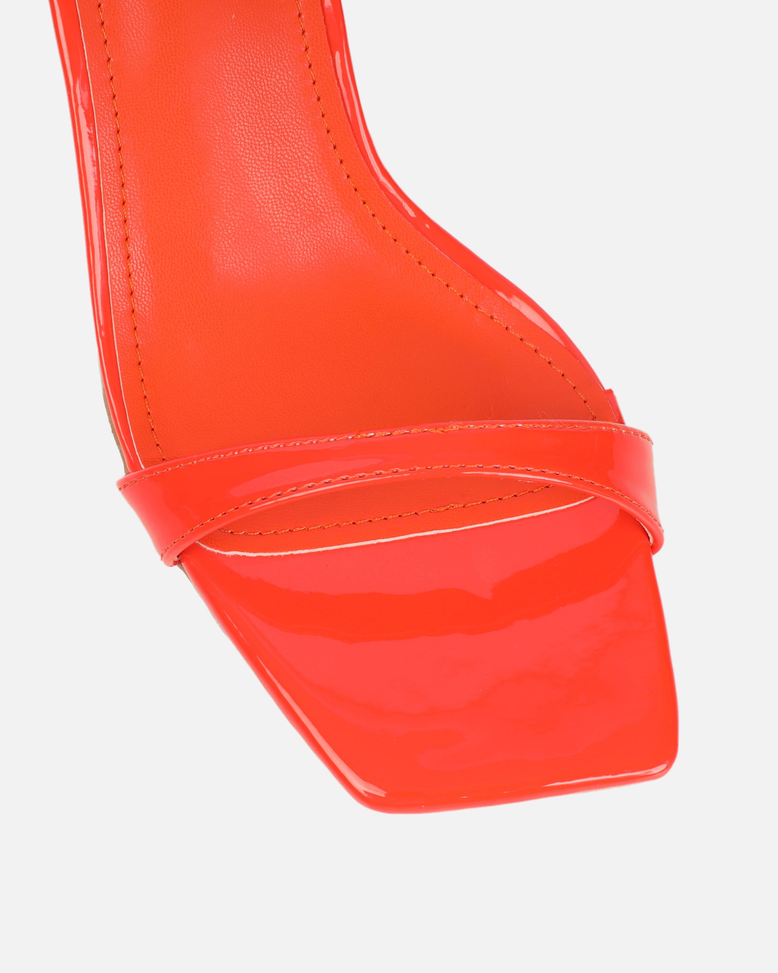Neah Orange Patent Minimal Heeled Sandals | SIMMI London