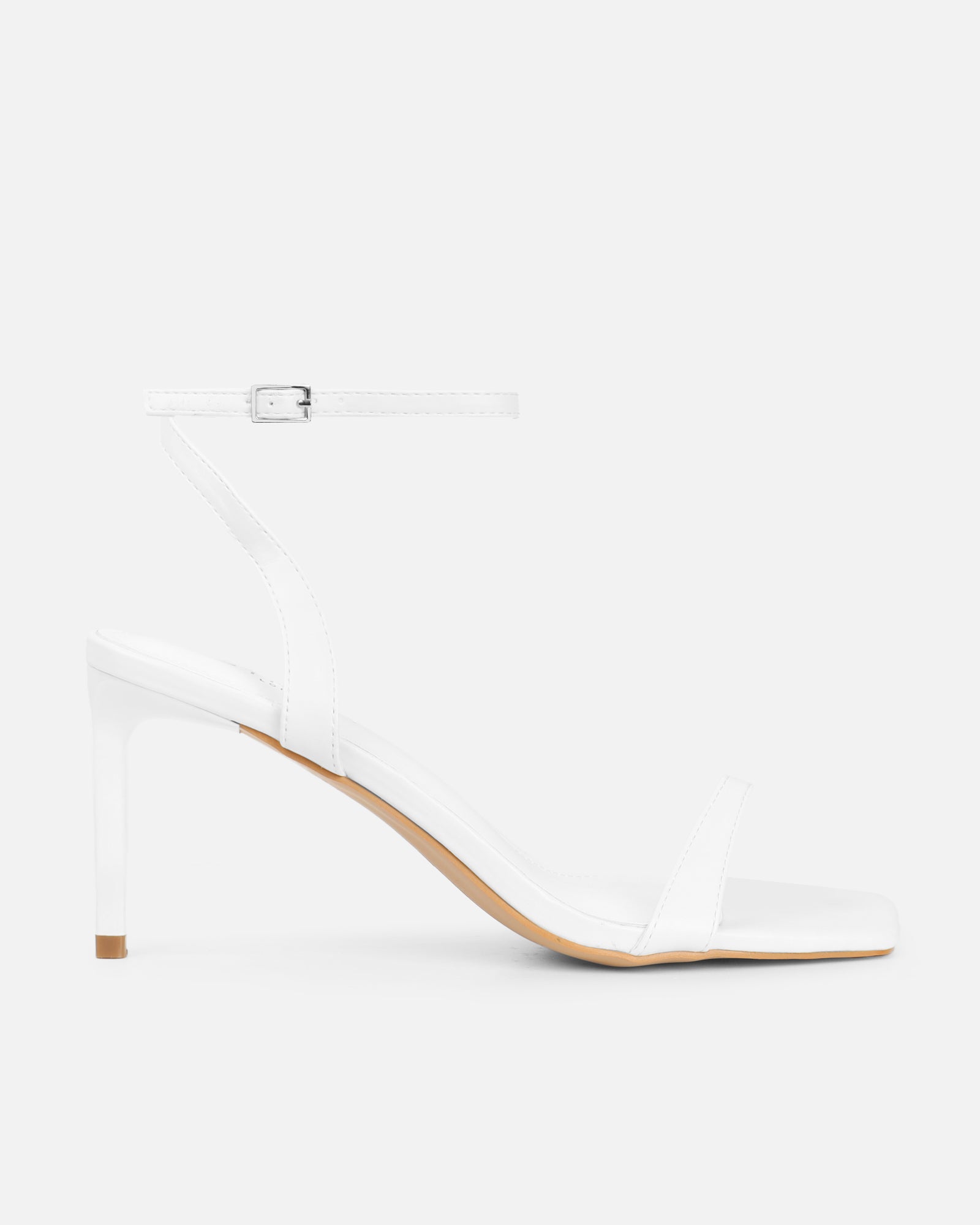 Neah White Minimal Heeled Sandals | SIMMI London
