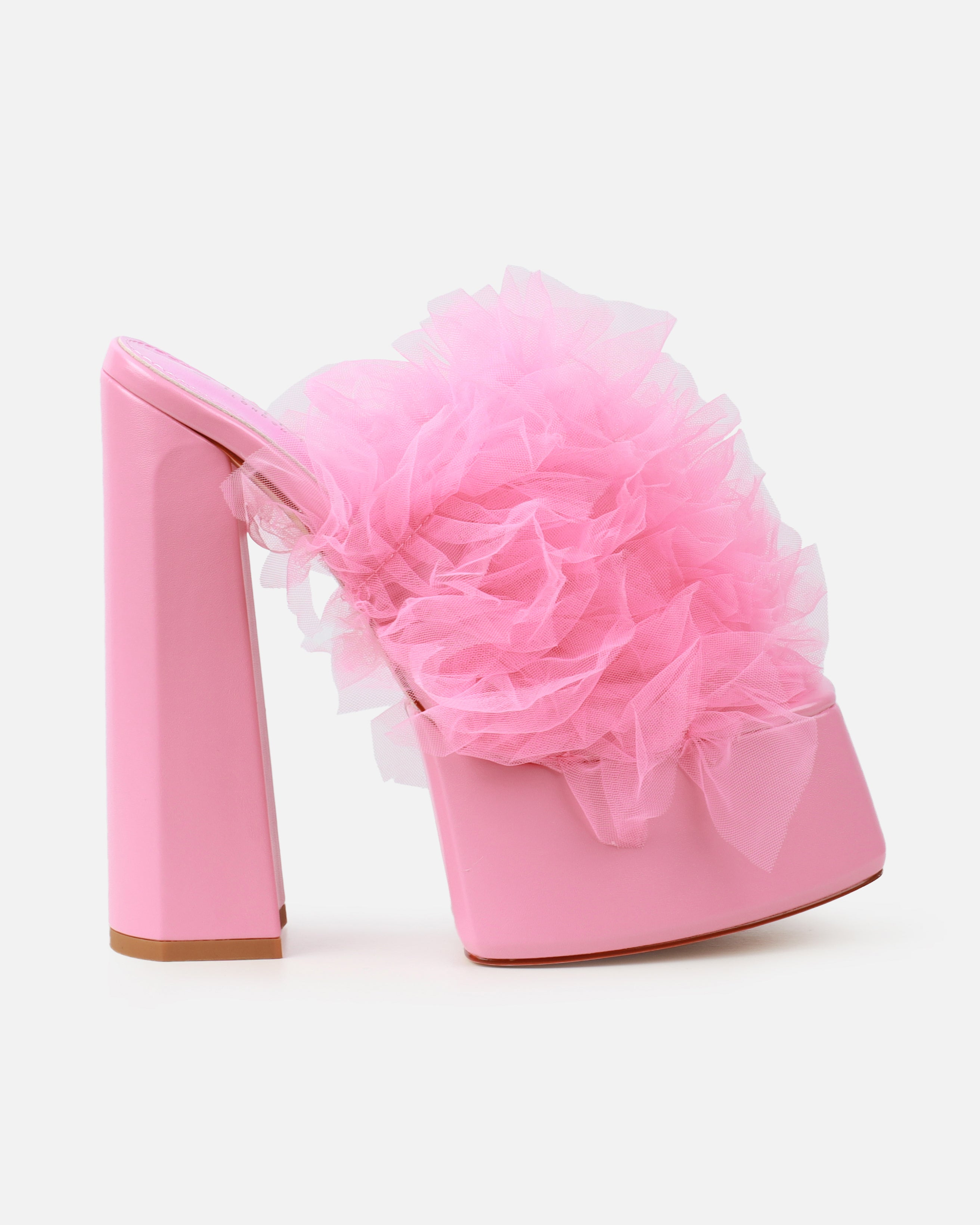Jesse Pink Tulle Platform Heeled Sandals | SIMMI London