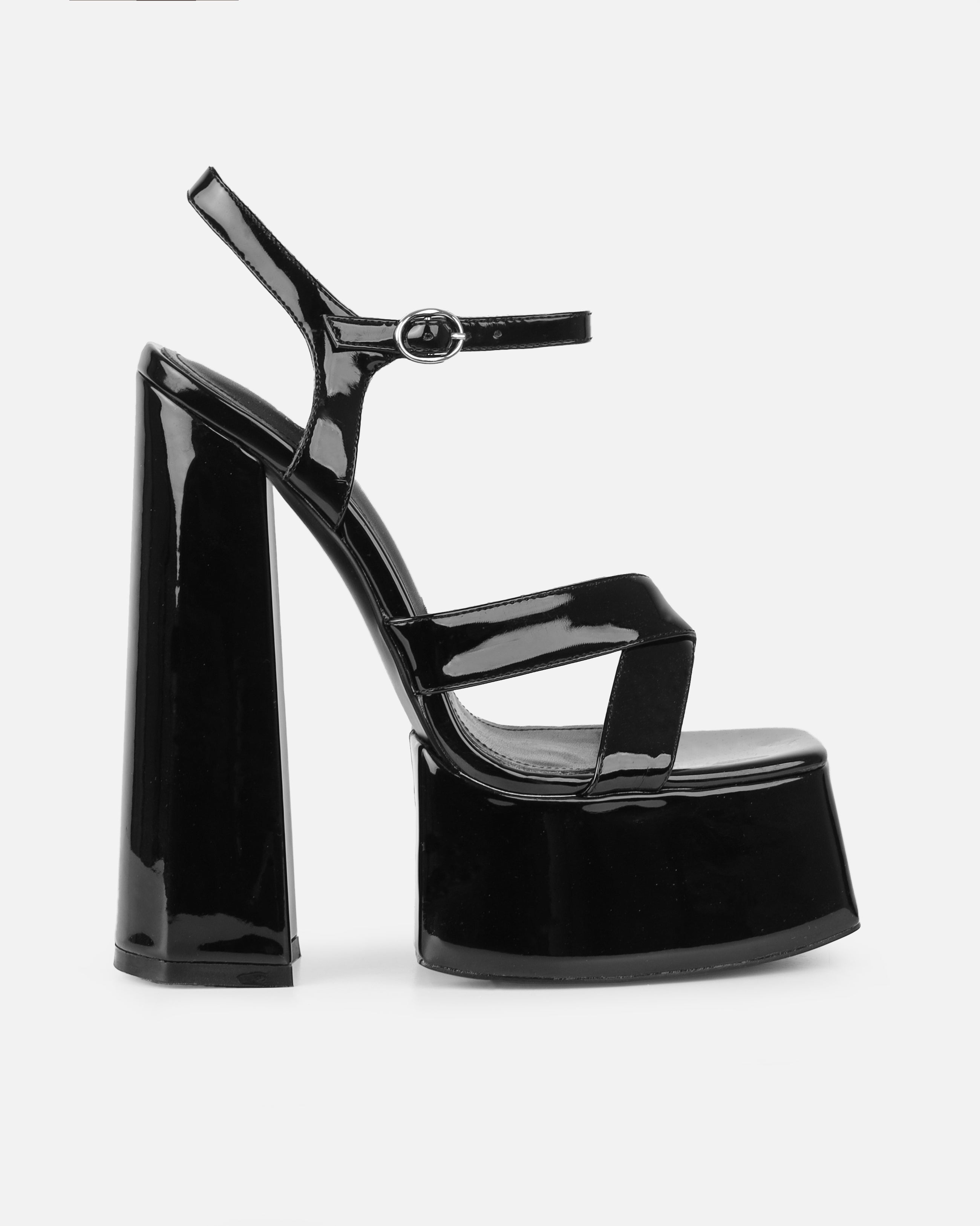 Novah Black Patent Platform Sandals | SIMMI London