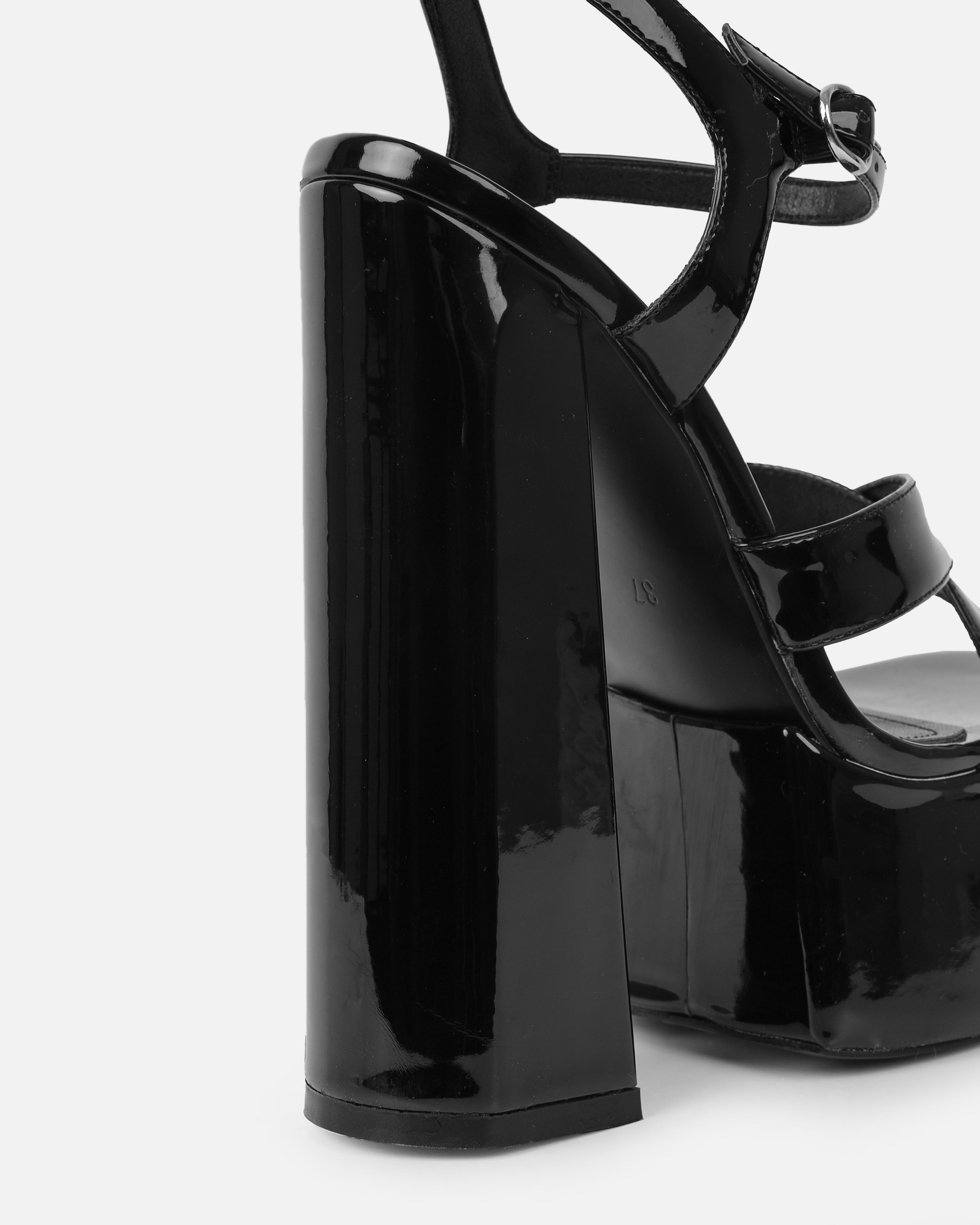 Novah Black Patent Platform Sandals | SIMMI London