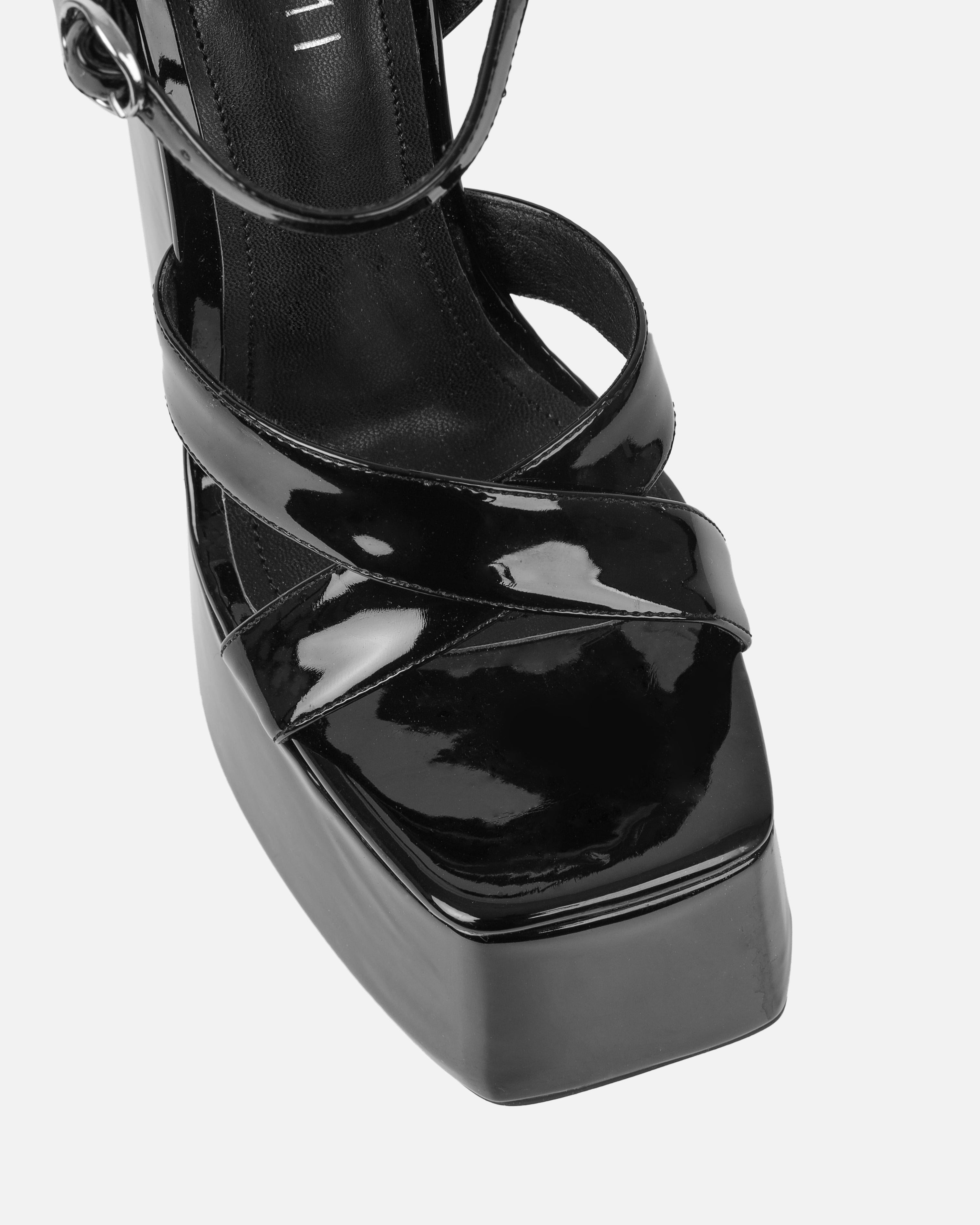 Novah Black Patent Platform Sandals | SIMMI London