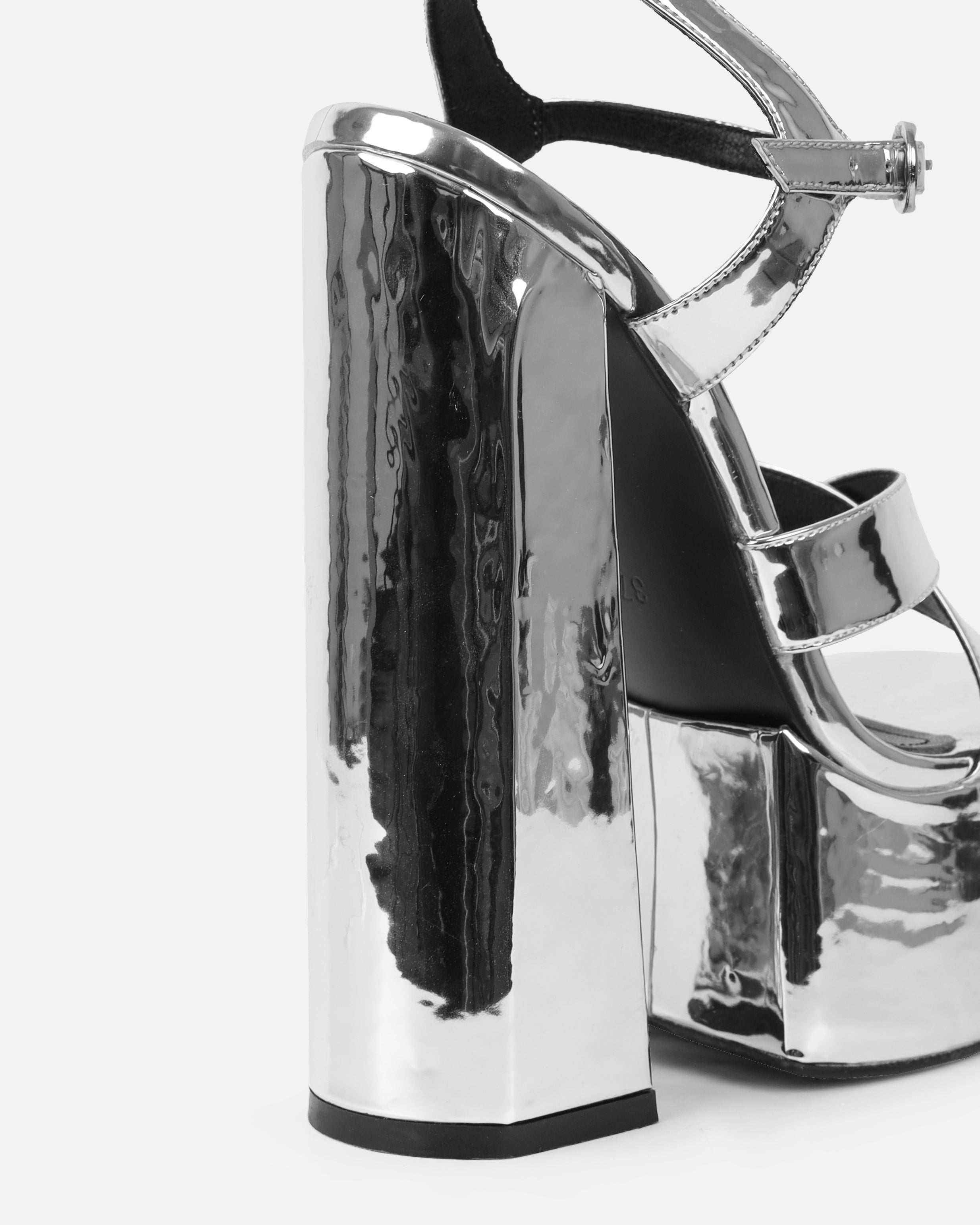 Novah Silver Mirror Platform Sandals | SIMMI London
