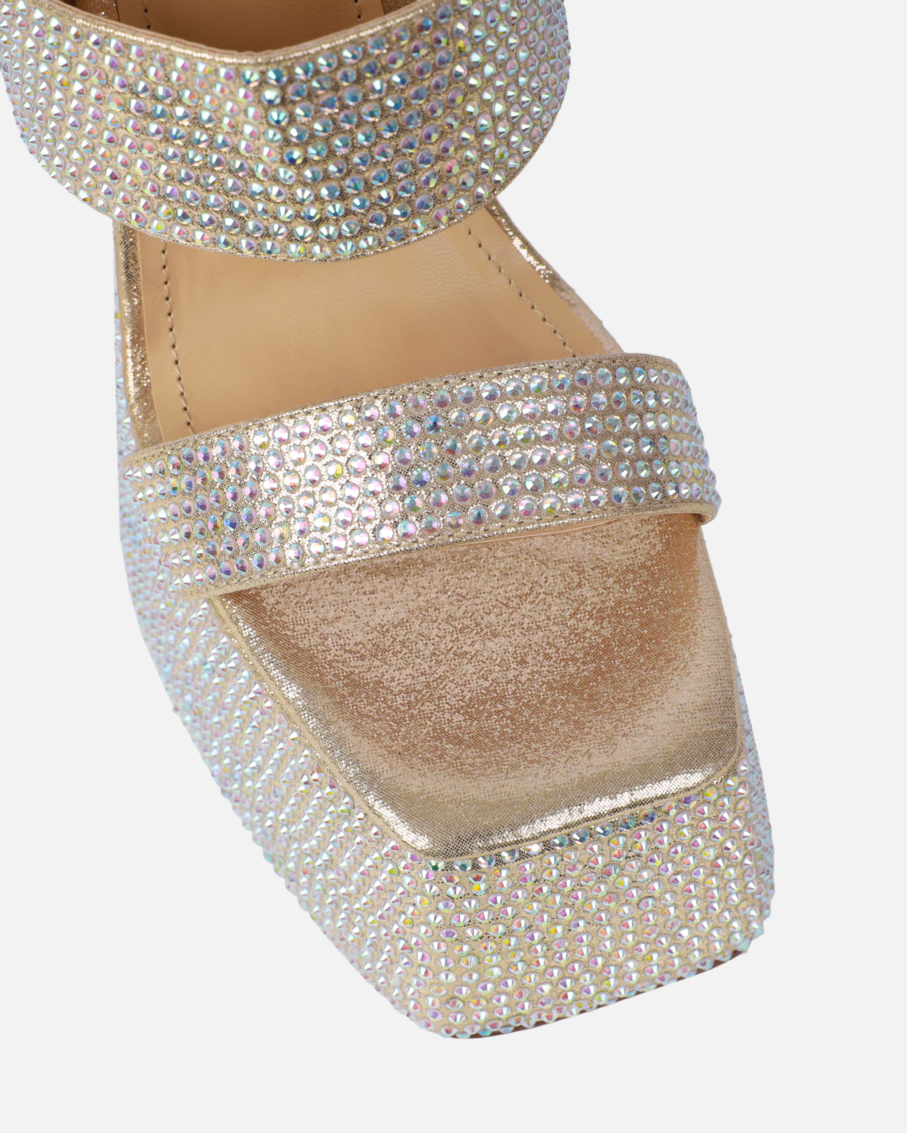 Melodie Gold Metallic Diamante Platform Sandals | SIMMI London