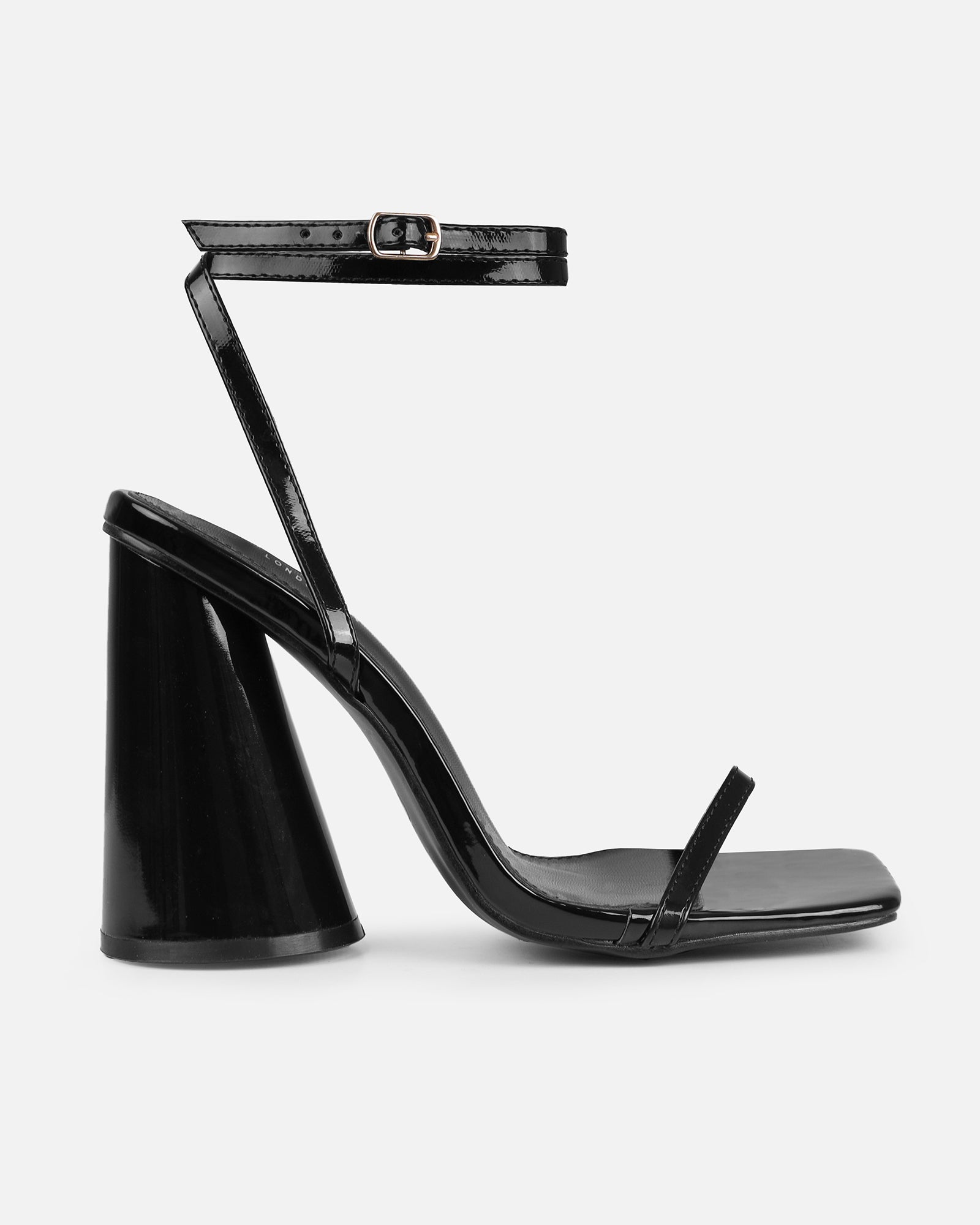 Nikitay Black Round Block Strappy Heels | SIMMI London