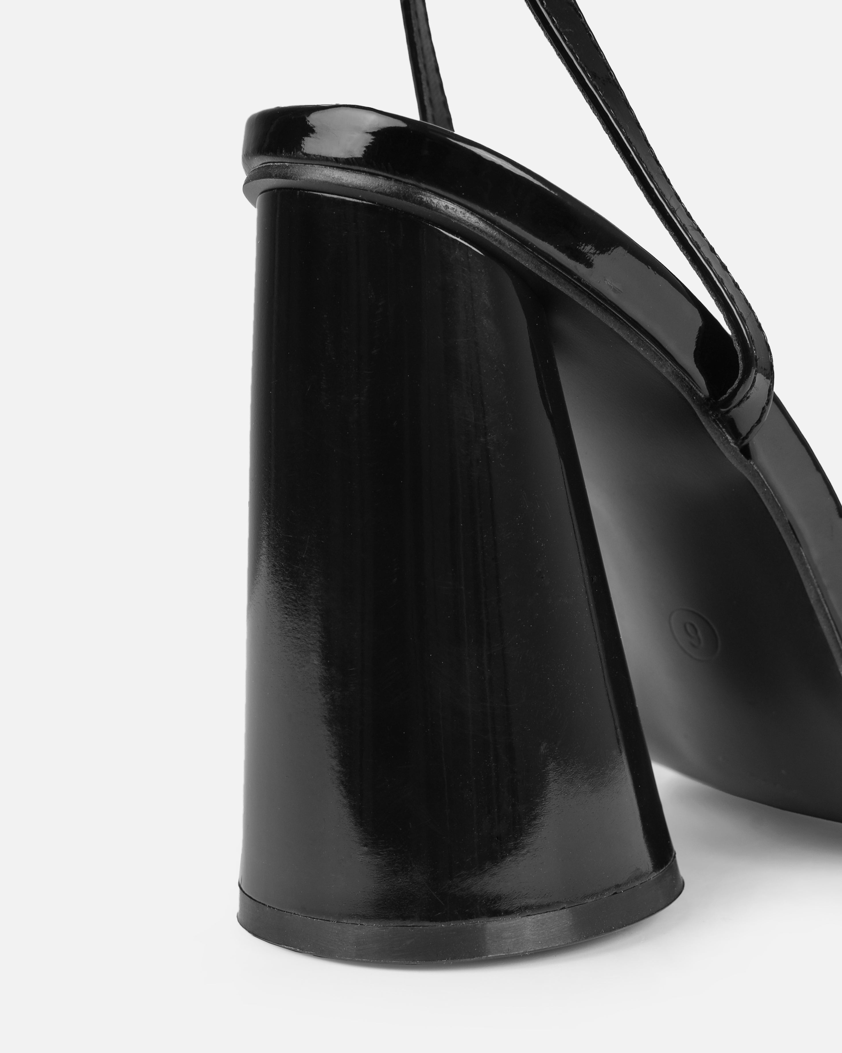 Nikitay Black Round Block Strappy Heels | SIMMI London