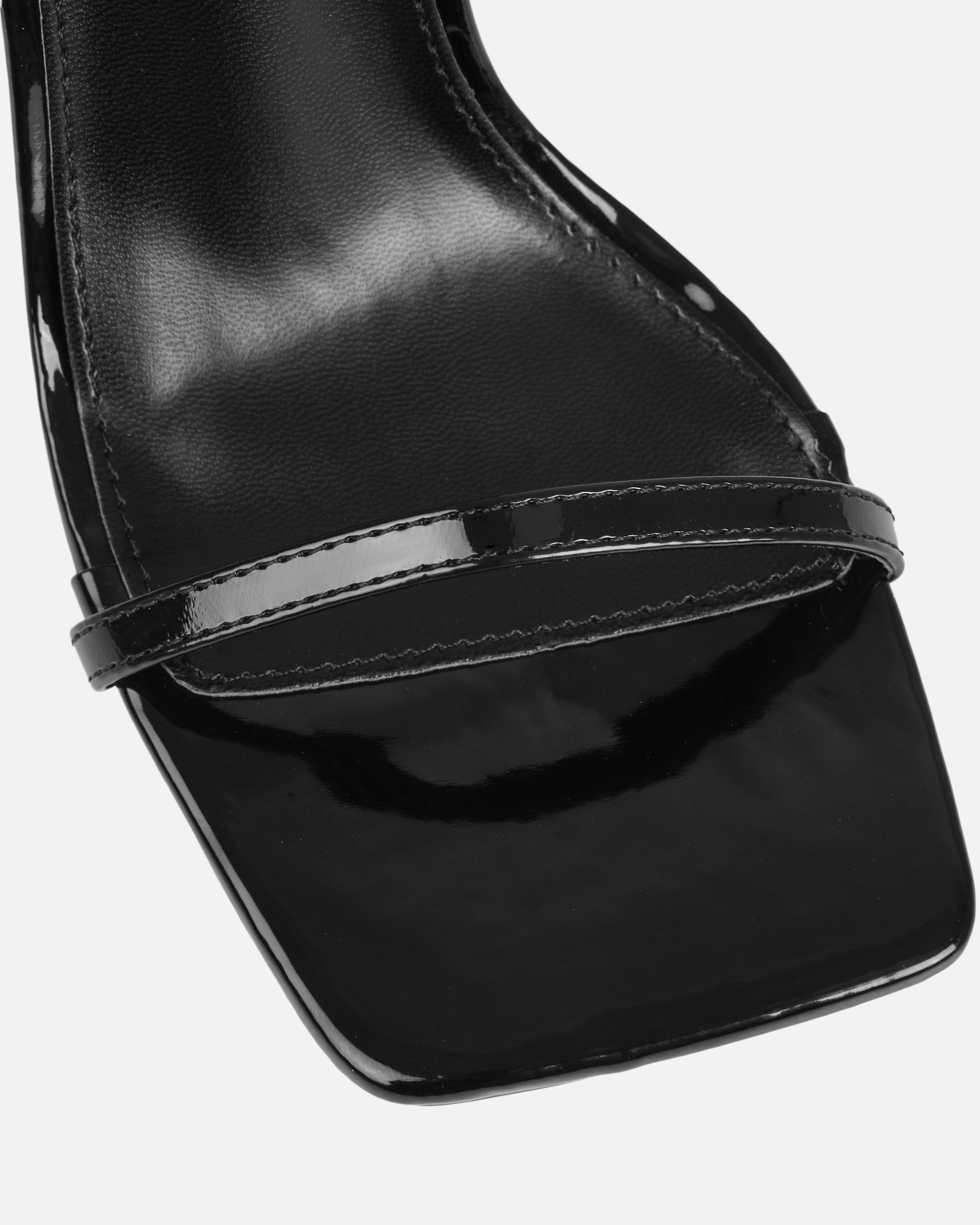 Nikitay Black Round Block Strappy Heels | SIMMI London