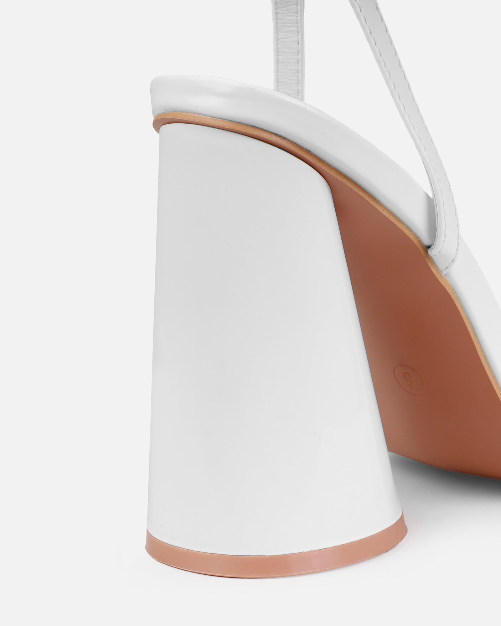 Nikitay White Round Block Strappy Heels | SIMMI London