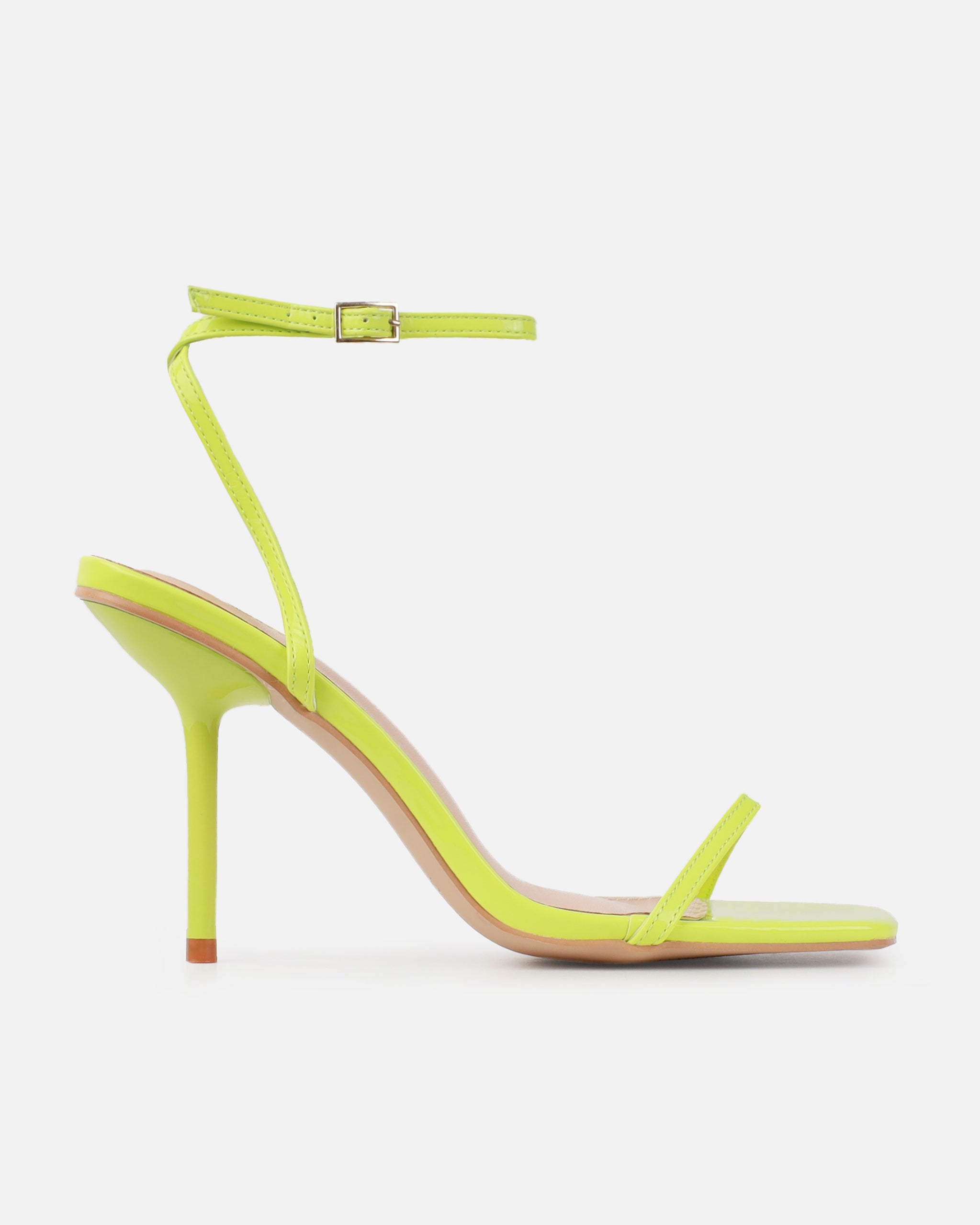 Niko Lime Patent Barely There Stiletto Heels | SIMMI London