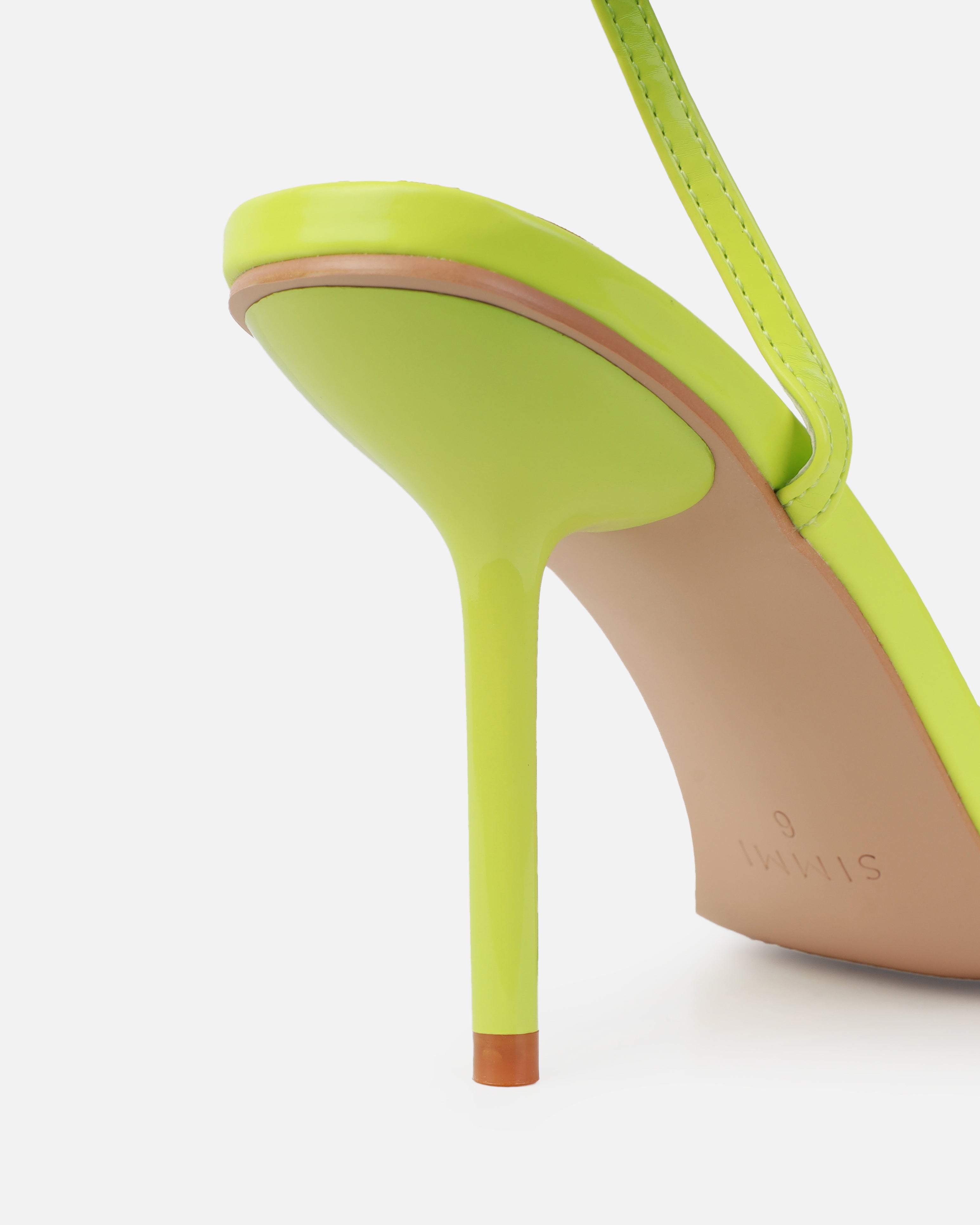 Niko Lime Patent Barely There Stiletto Heels | SIMMI London