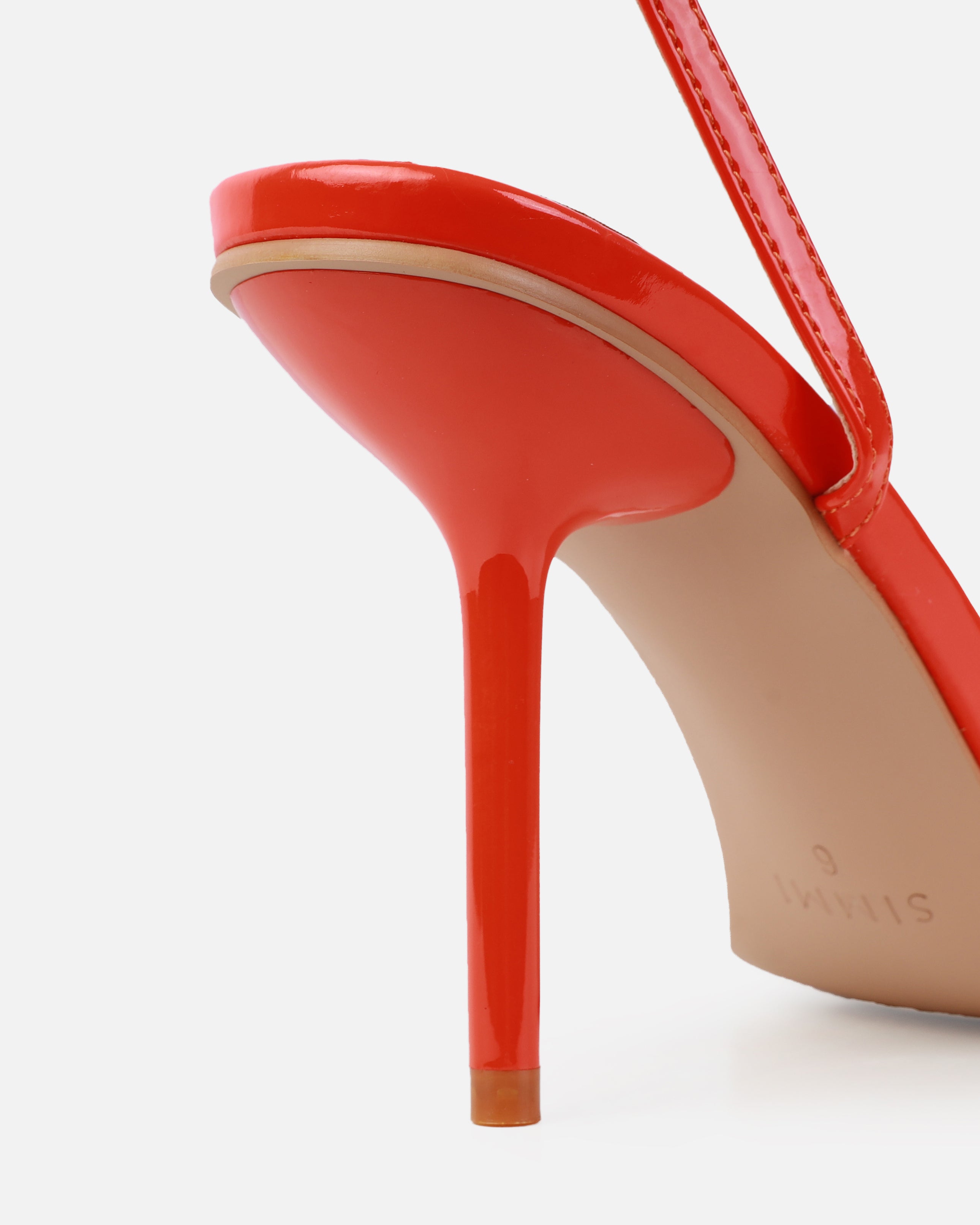 Niko Orange Patent Barely There Stiletto Heels | SIMMI London