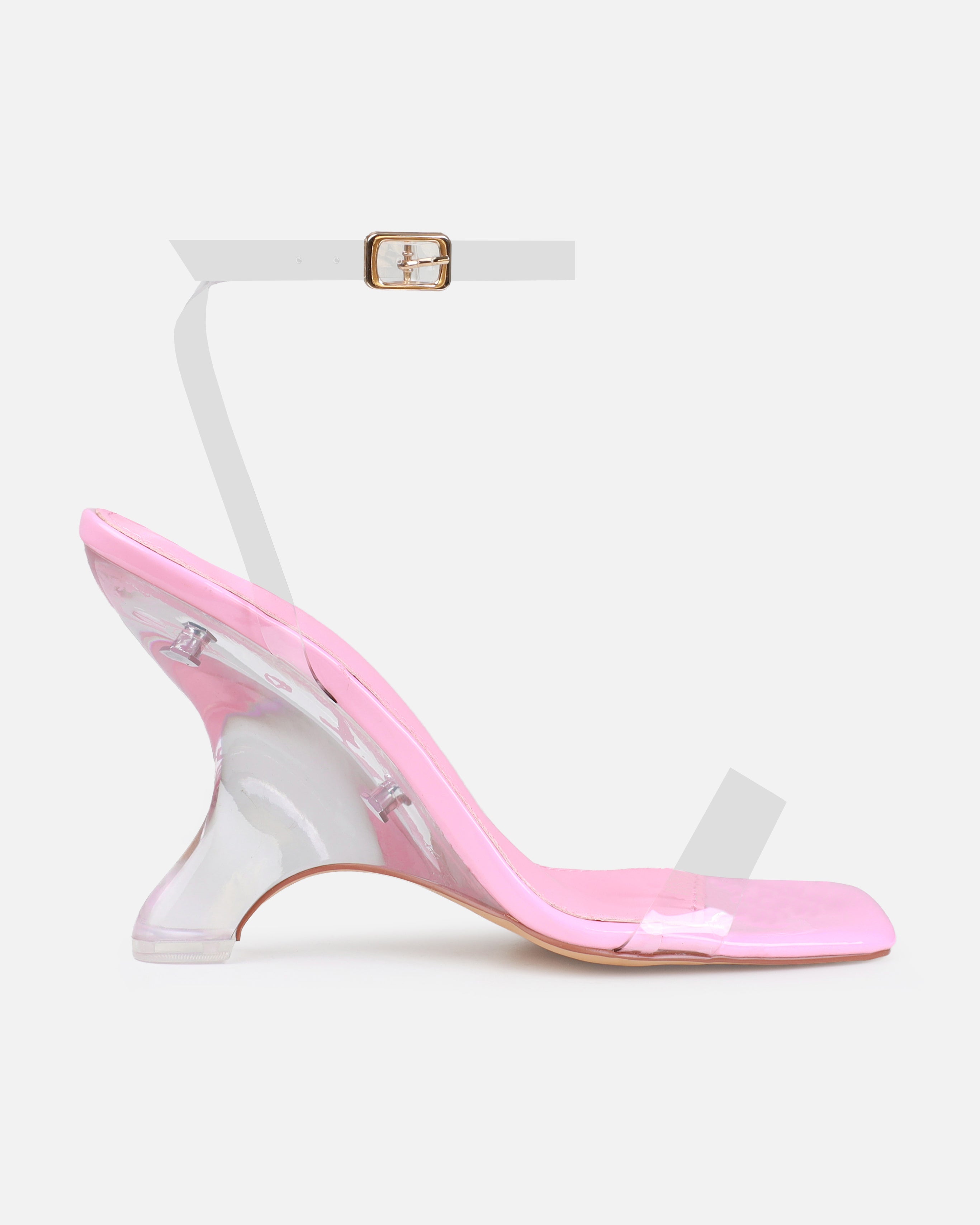 Tasha Ghouri Noana Pink Patent Clear Wedges | SIMMI London